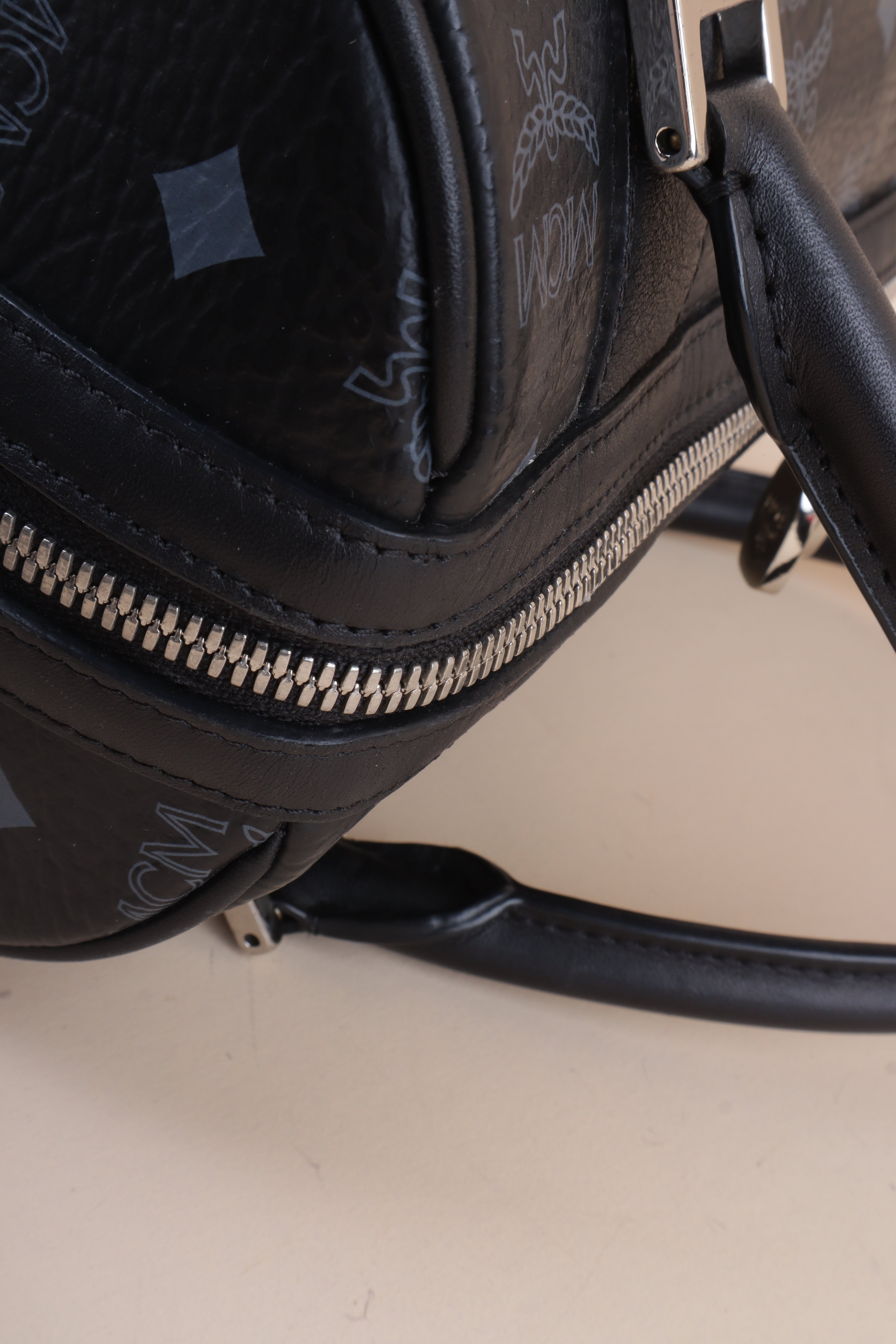 MCM Black Small Front Pocket Boston Tote Bag