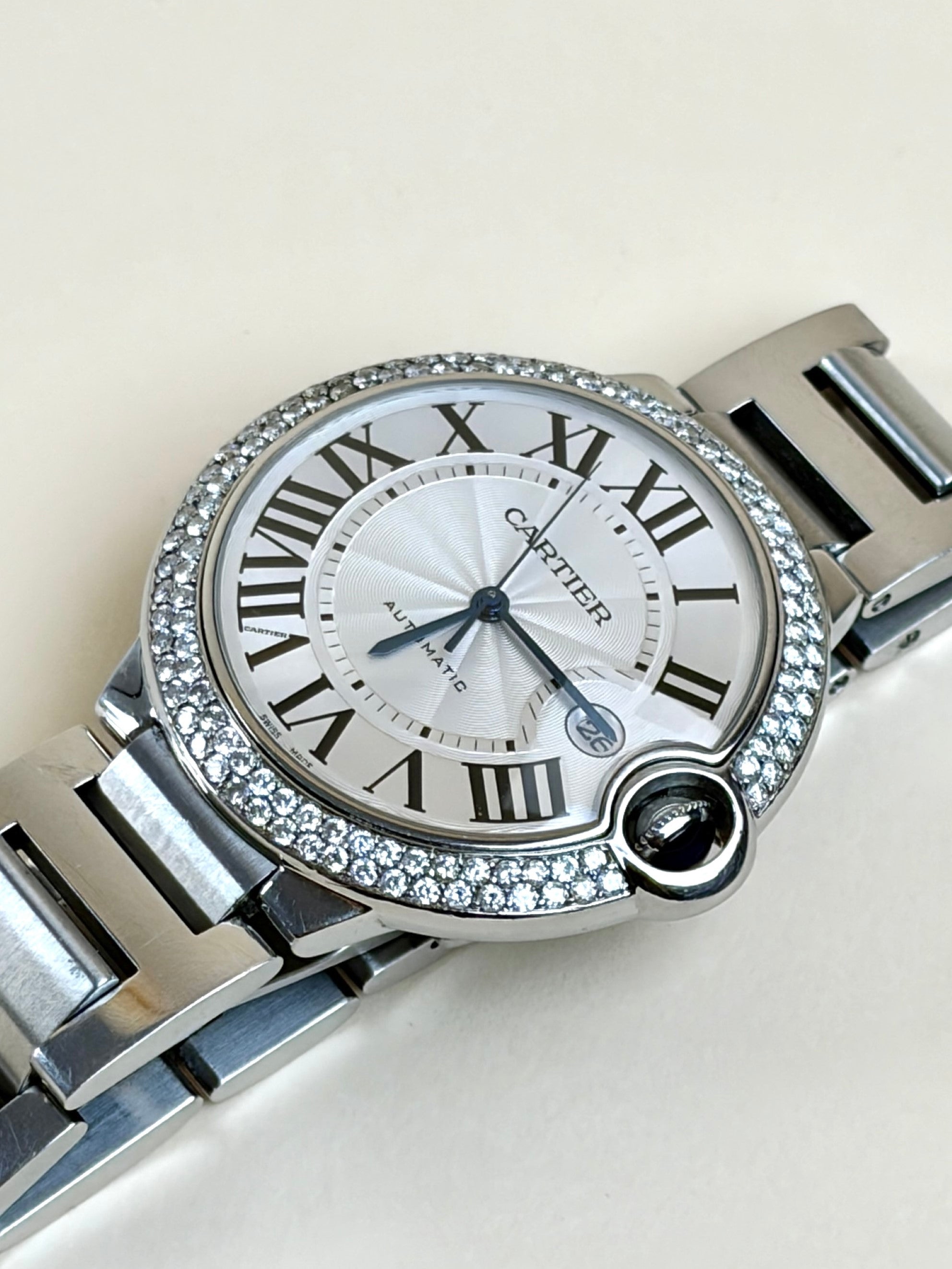 Cartier ballon blue de cartier watch steel bezel set