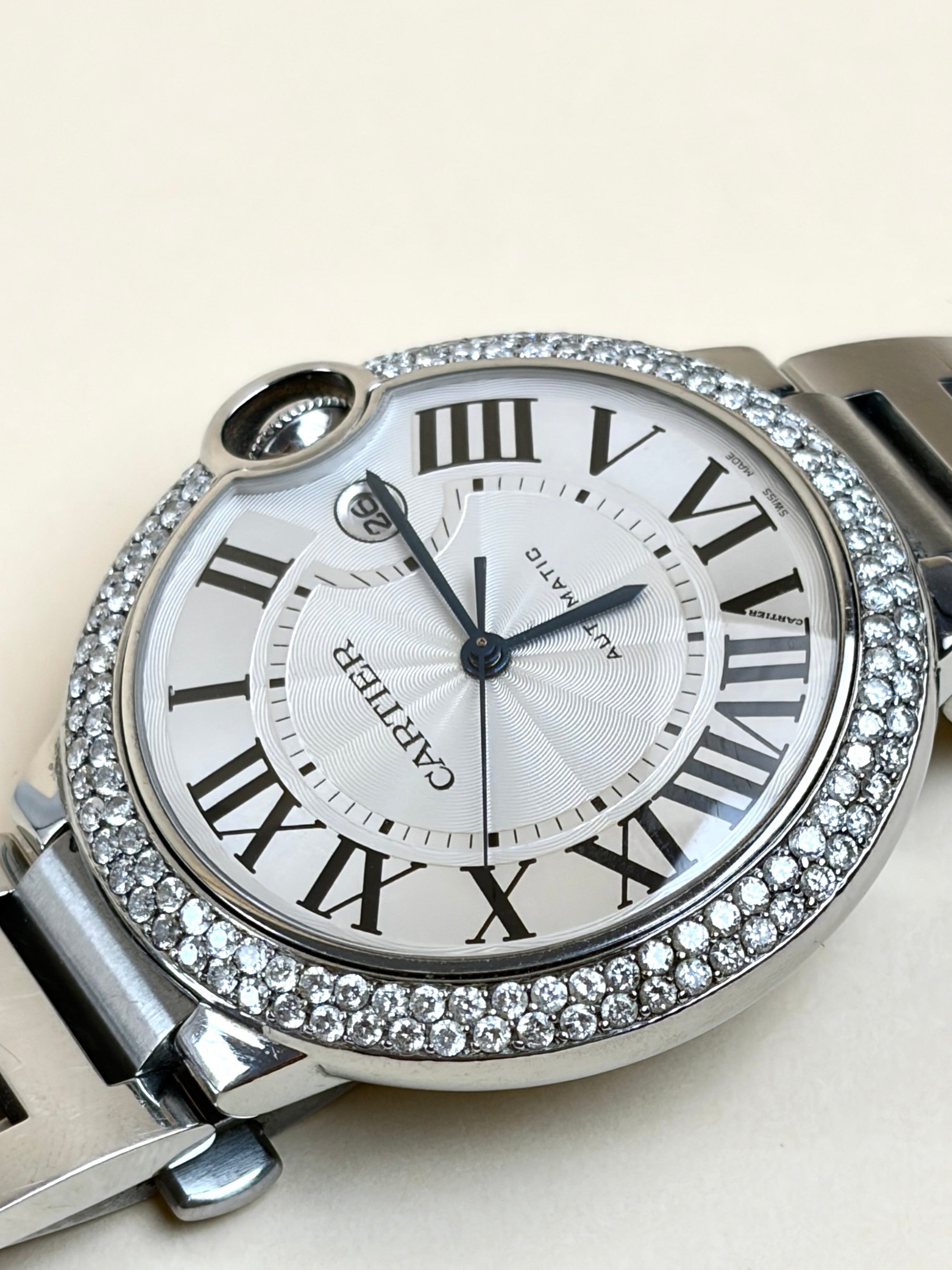 Cartier ballon blue de cartier watch steel bezel set