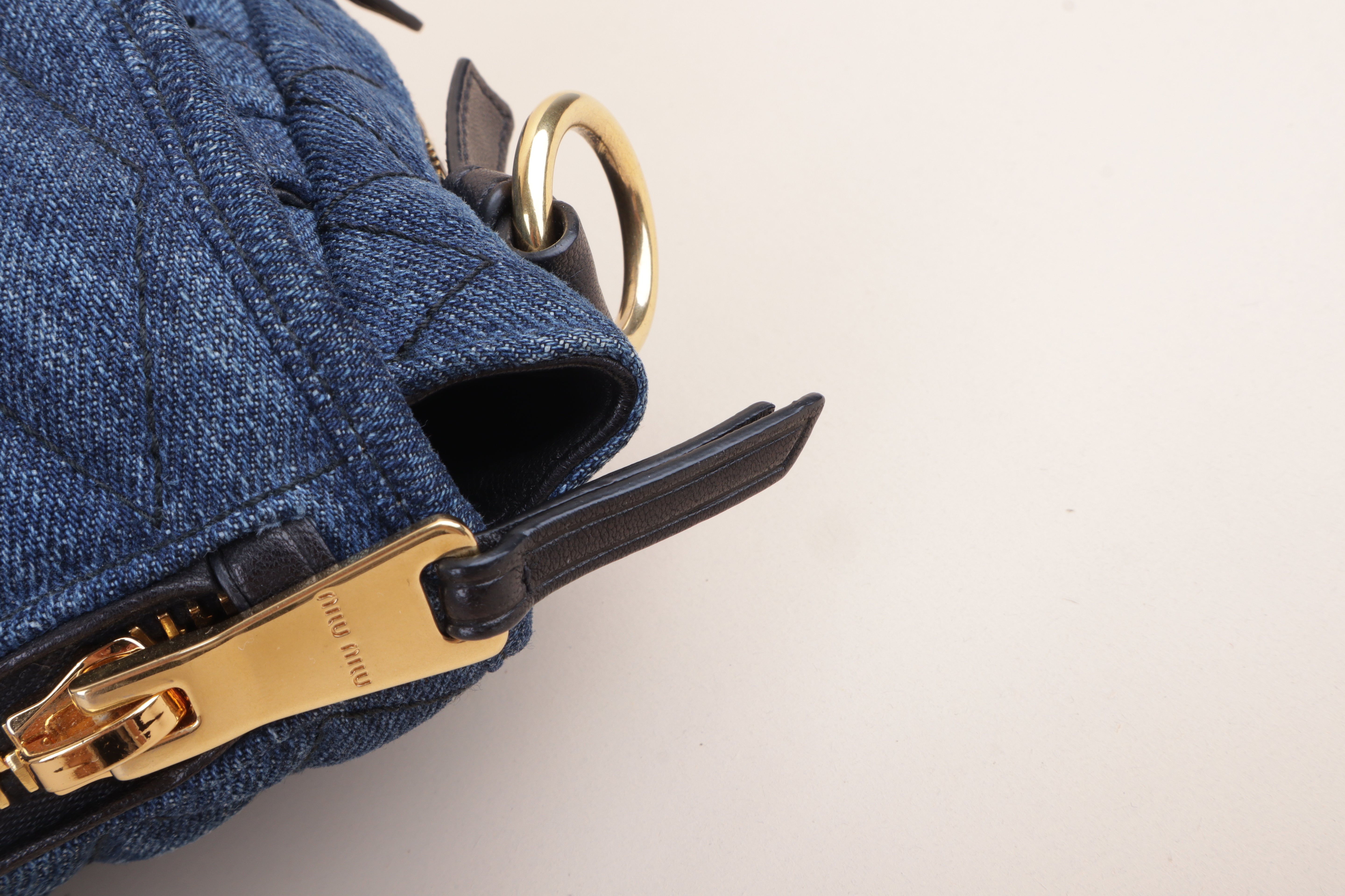 Miu Miu Bicolor Quilted Matelasse Biker Shoulder Bag