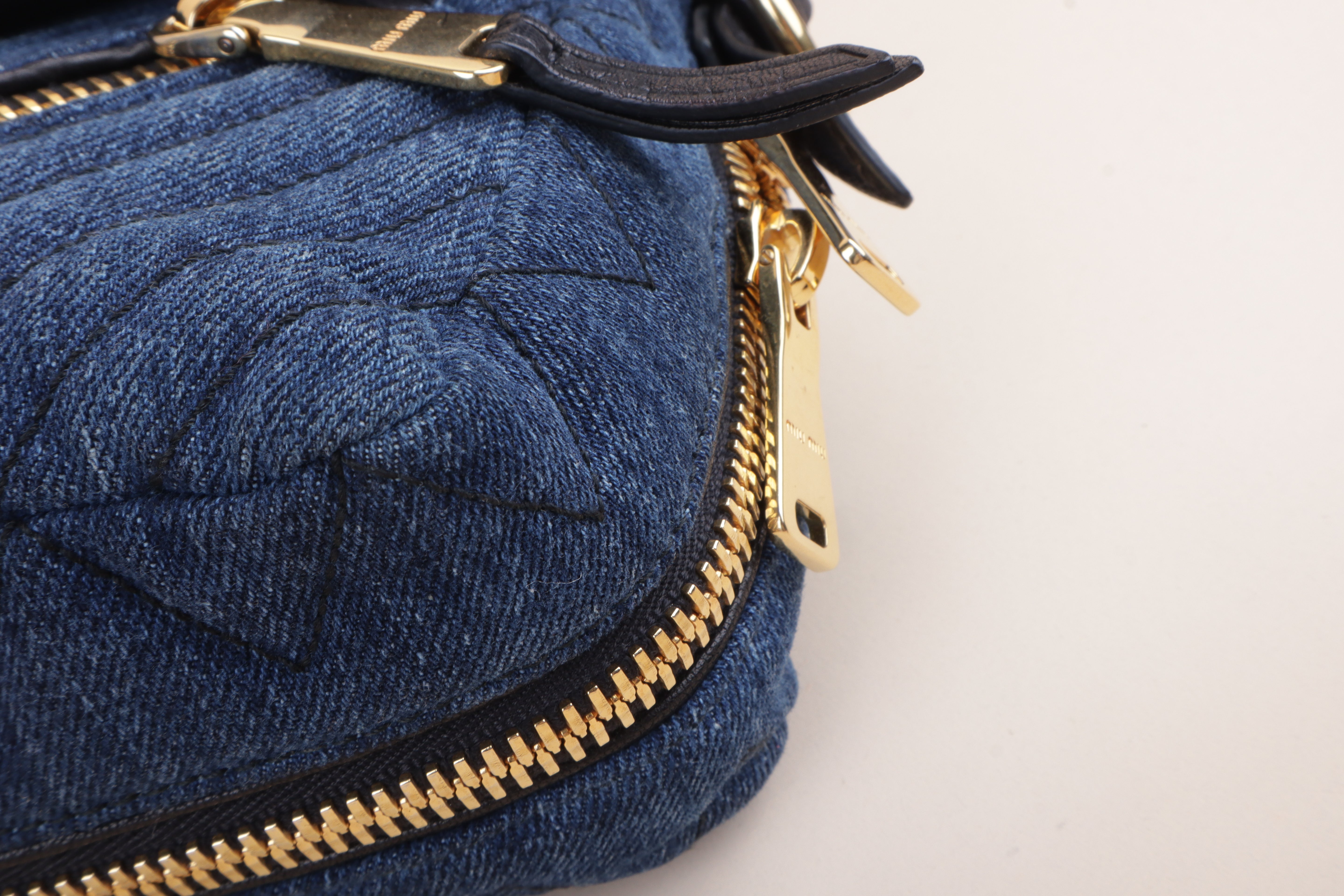 Miu Miu Bicolor Quilted Matelasse Biker Shoulder Bag