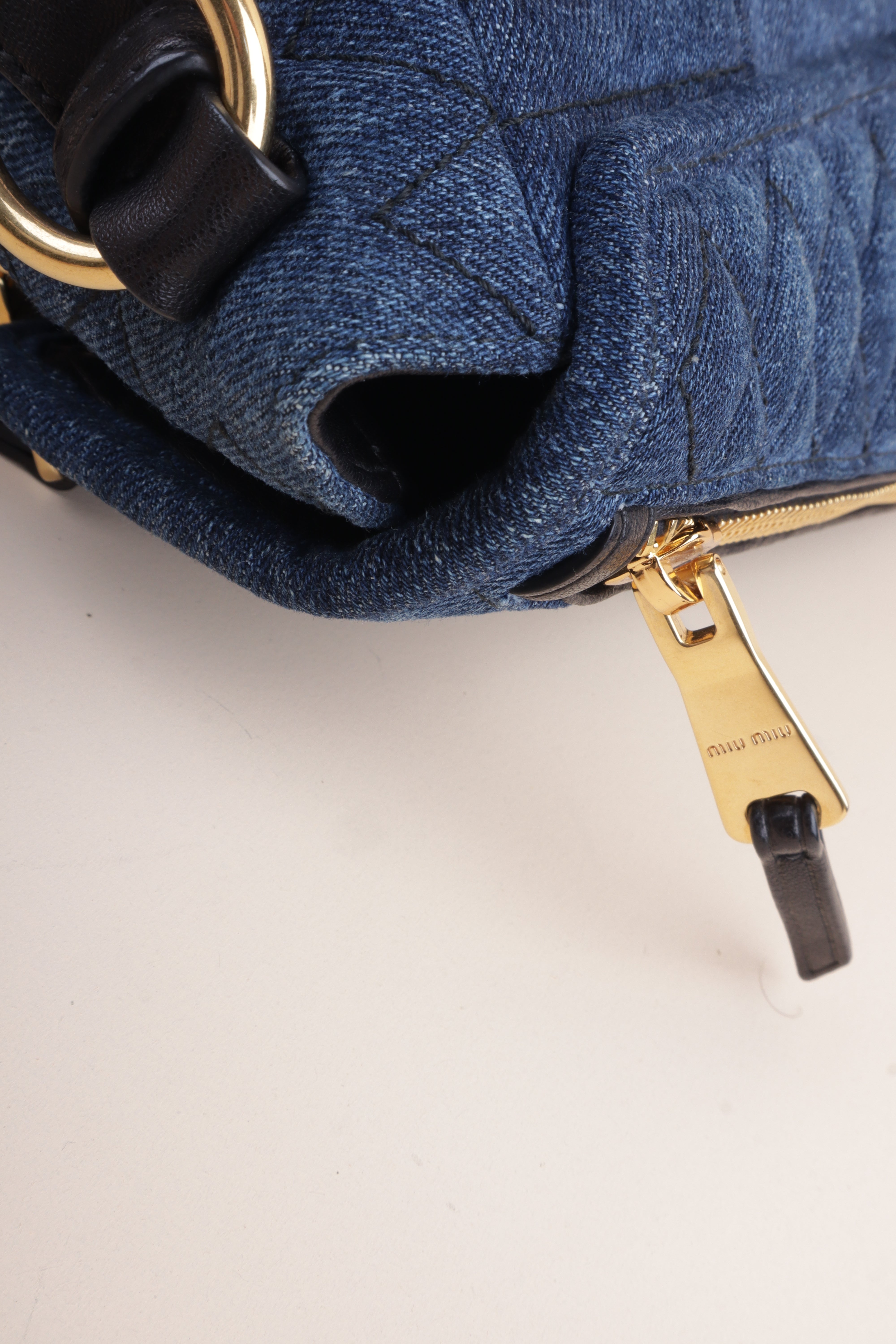 Miu Miu Bicolor Quilted Matelasse Biker Shoulder Bag