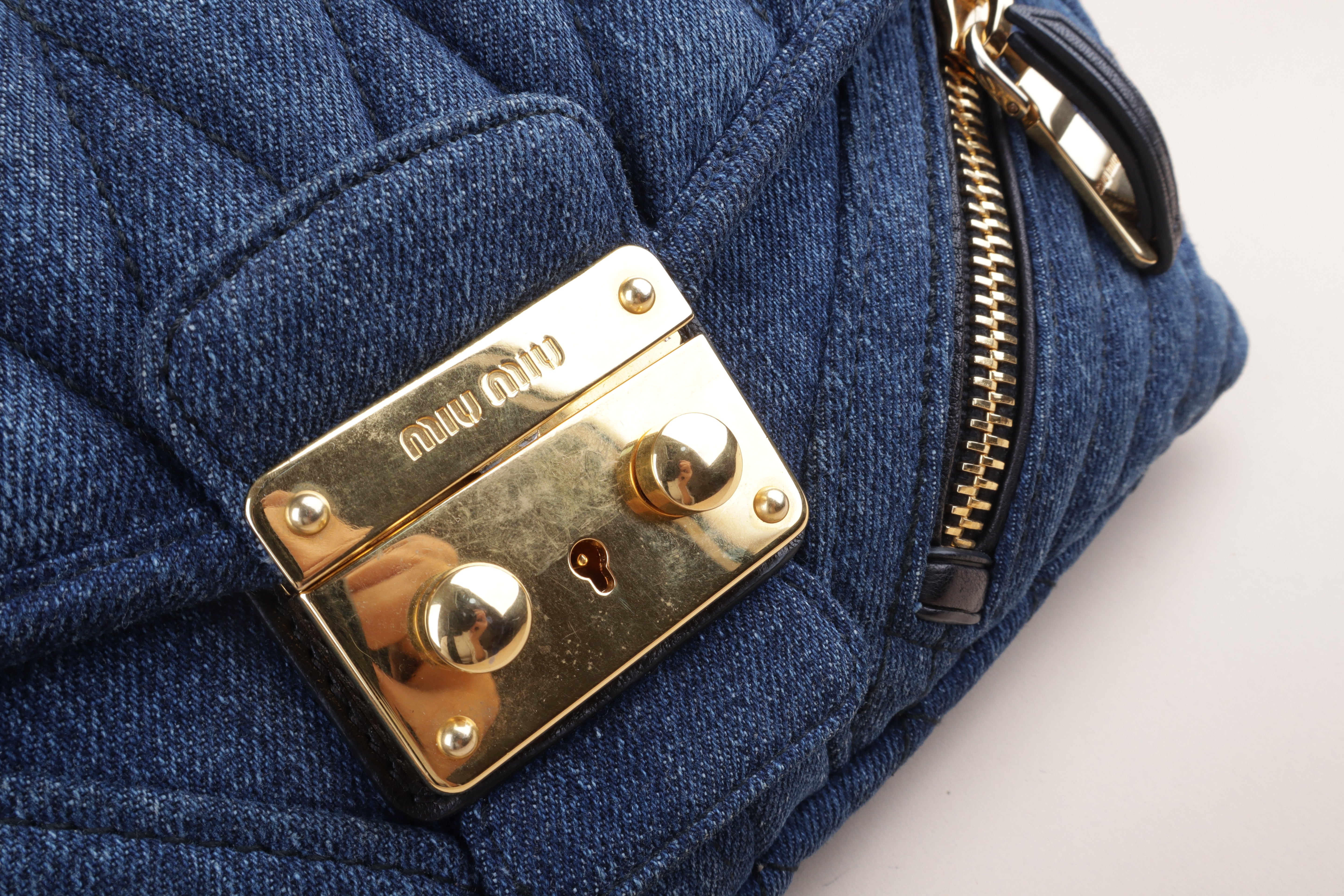 Miu Miu Bicolor Quilted Matelasse Biker Shoulder Bag