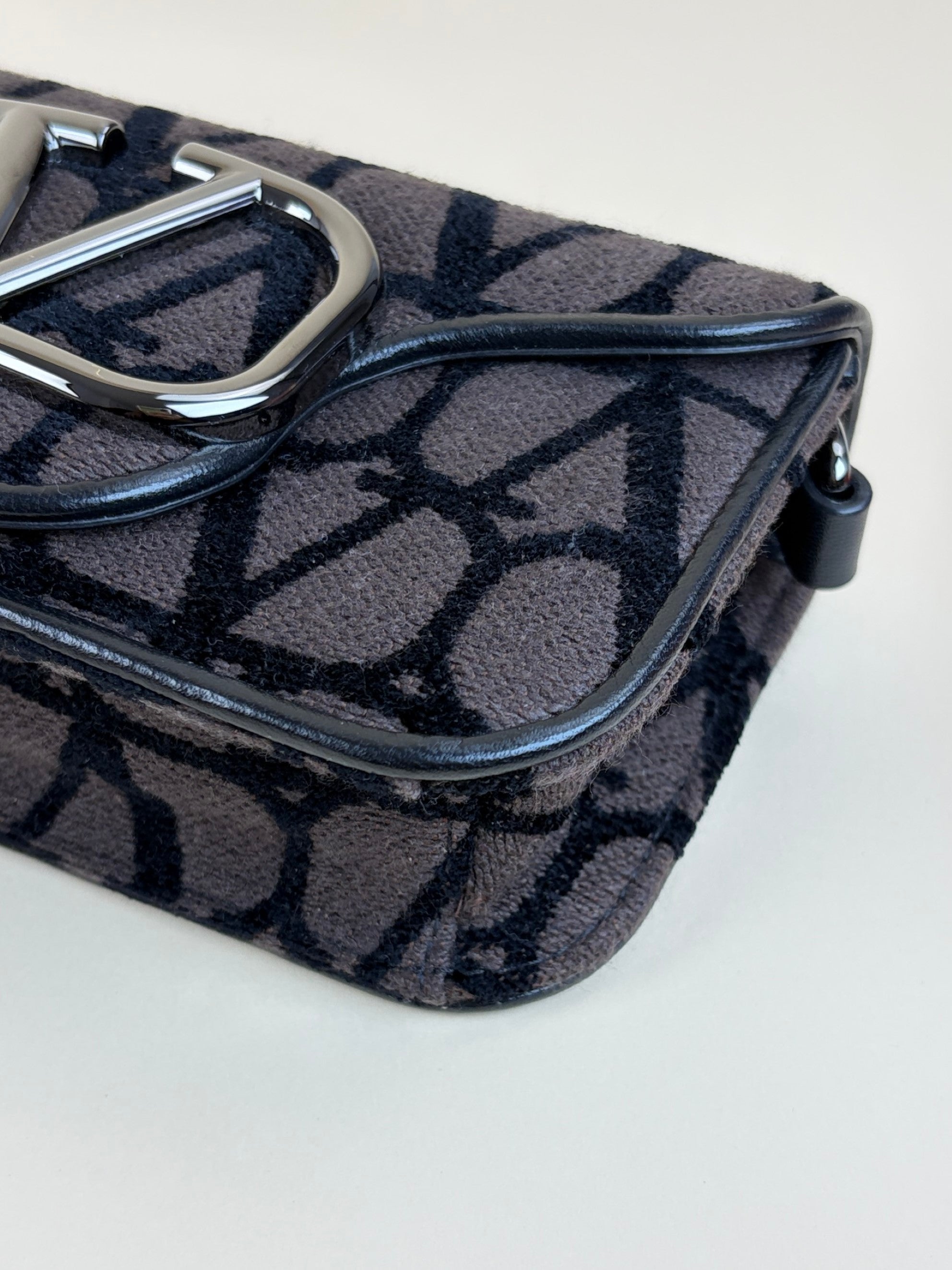 Valentino gravani vlogo Toile Iconographer black/brown canvas and leather