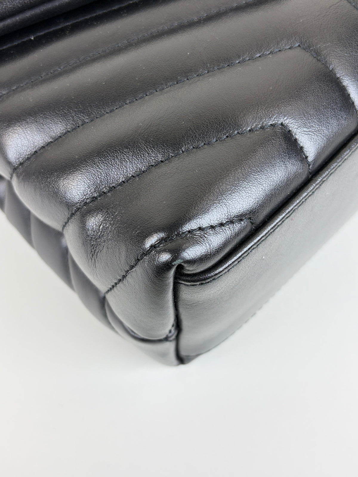 YSL Black calfskin quilted monogram small Loulou chain bag