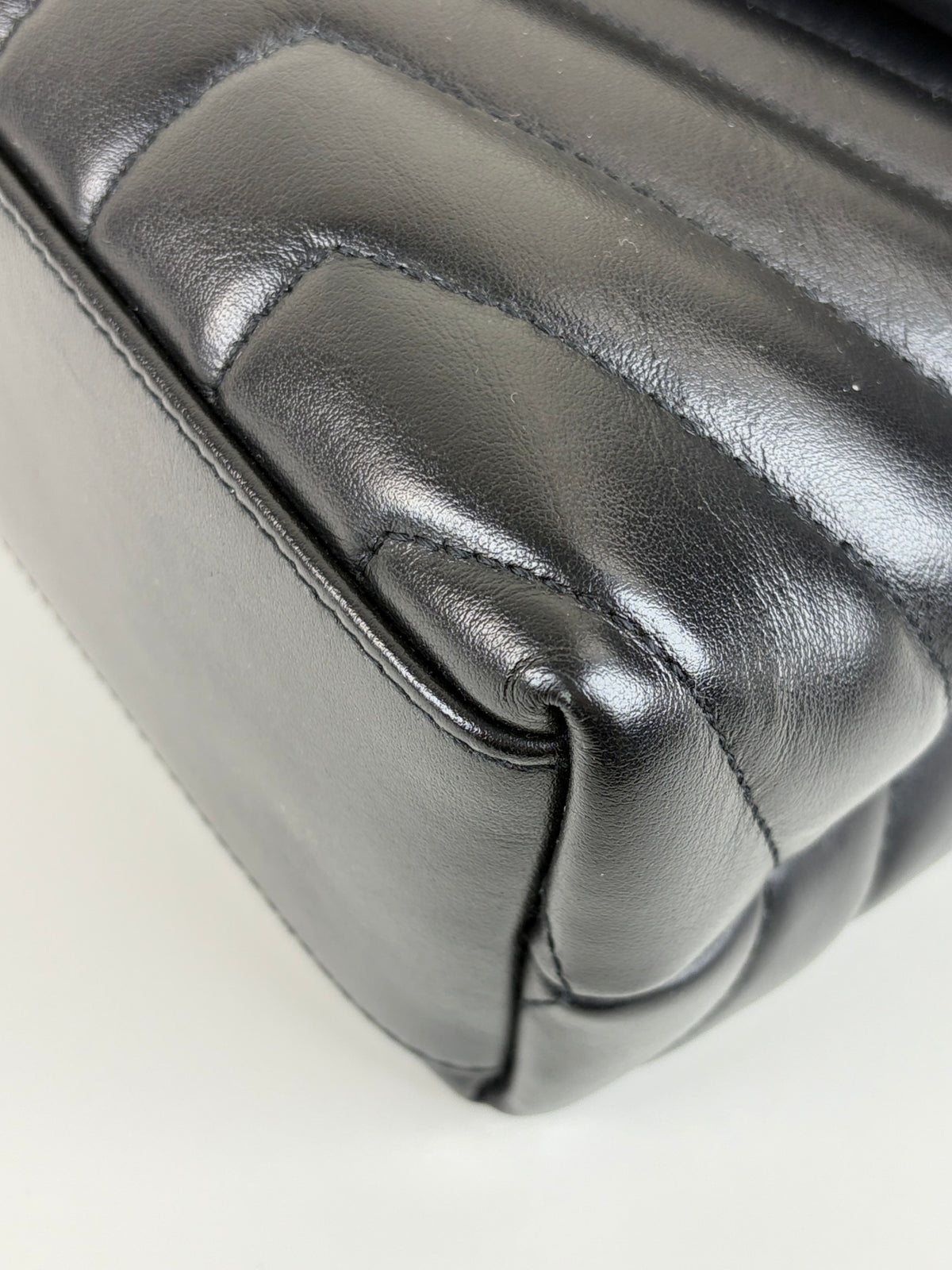 YSL Black calfskin quilted monogram small Loulou chain bag