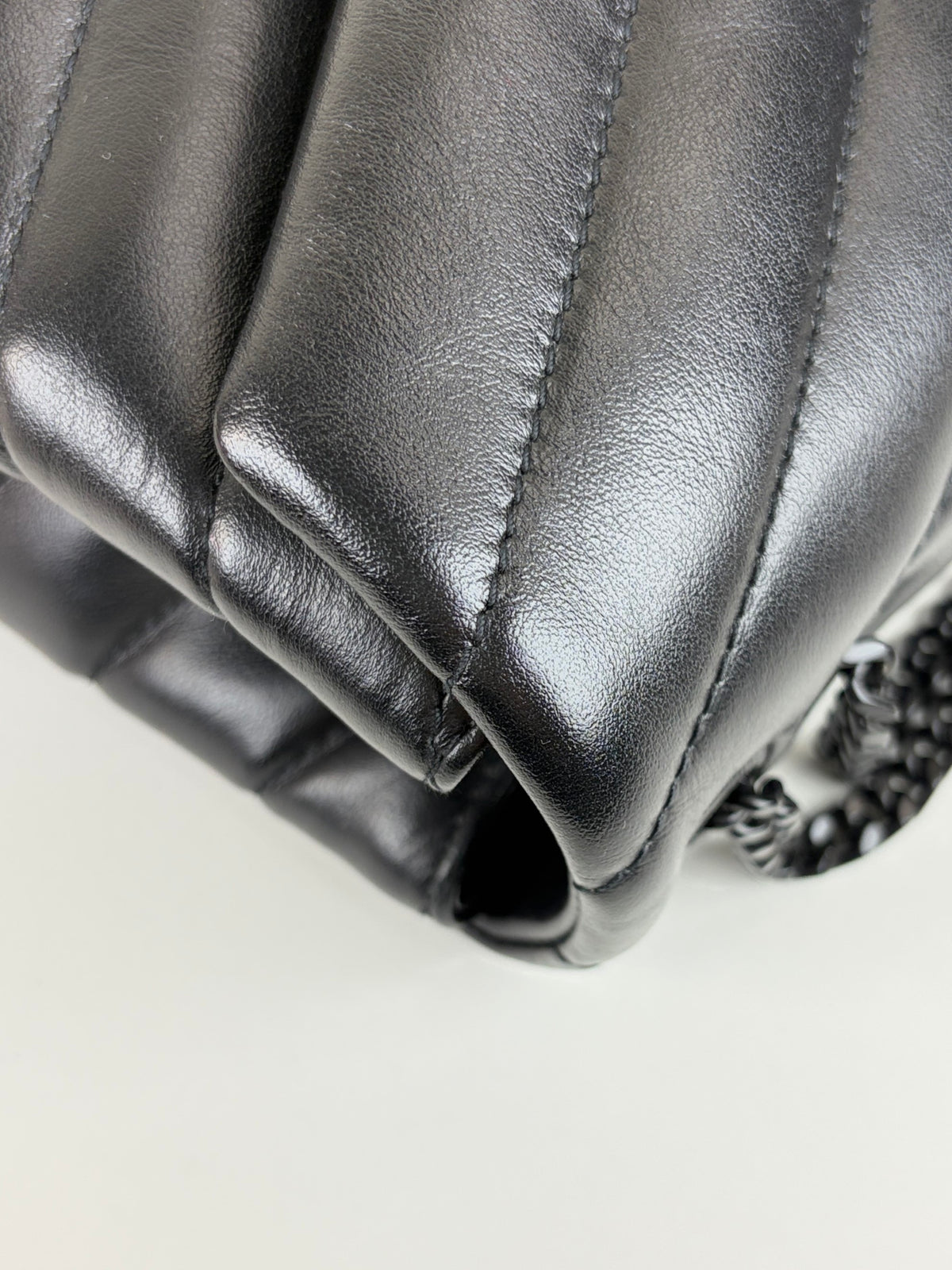 YSL Black calfskin quilted monogram small Loulou chain bag