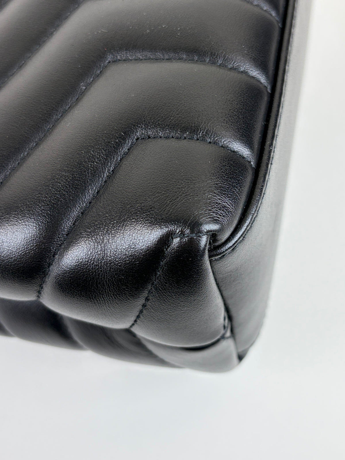 YSL Black calfskin quilted monogram small Loulou chain bag