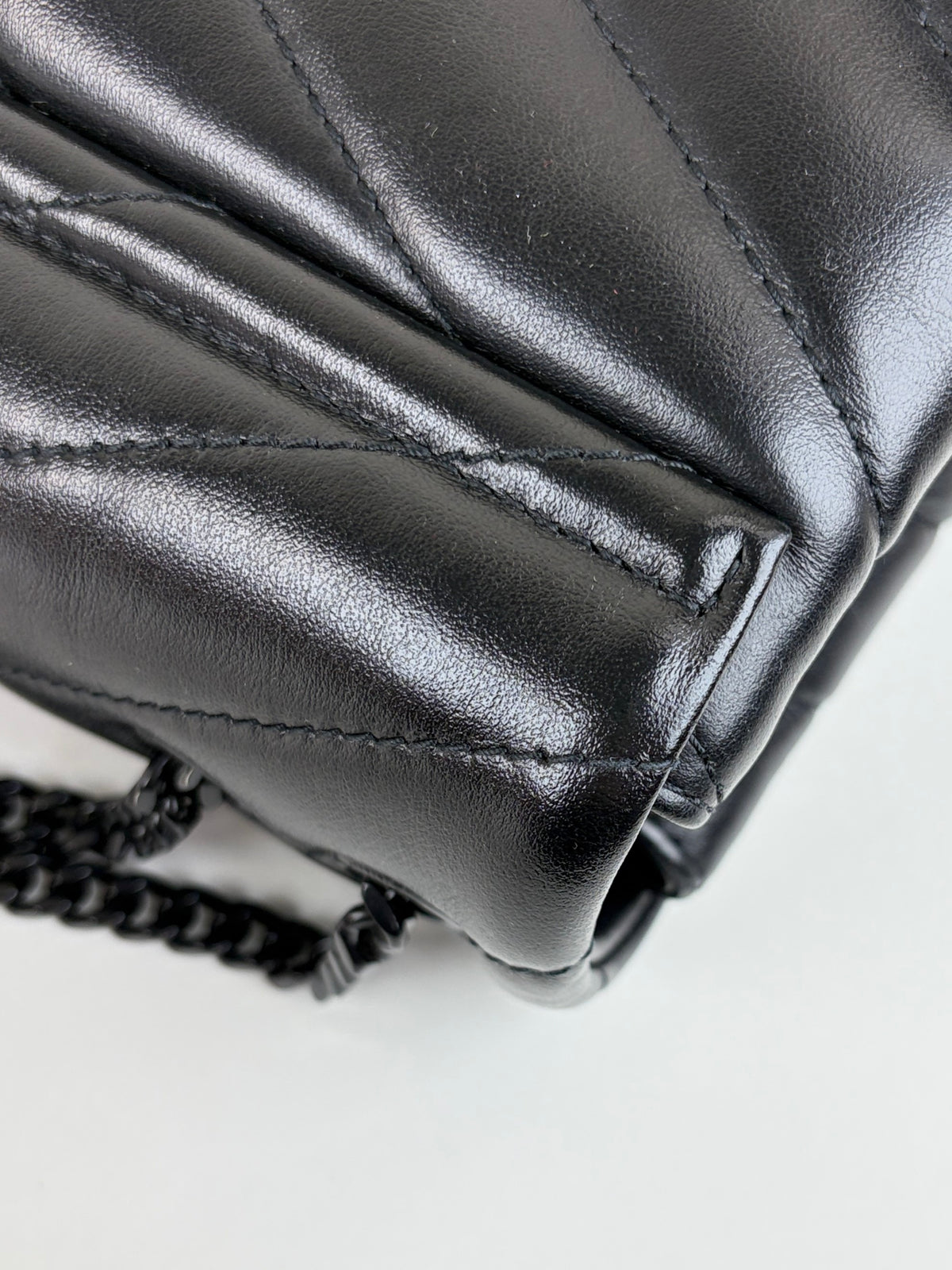 YSL Black calfskin quilted monogram small Loulou chain bag
