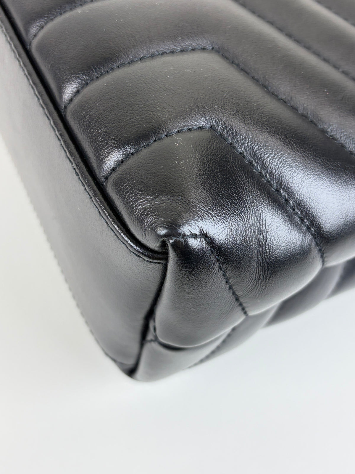 YSL Black calfskin quilted monogram small Loulou chain bag