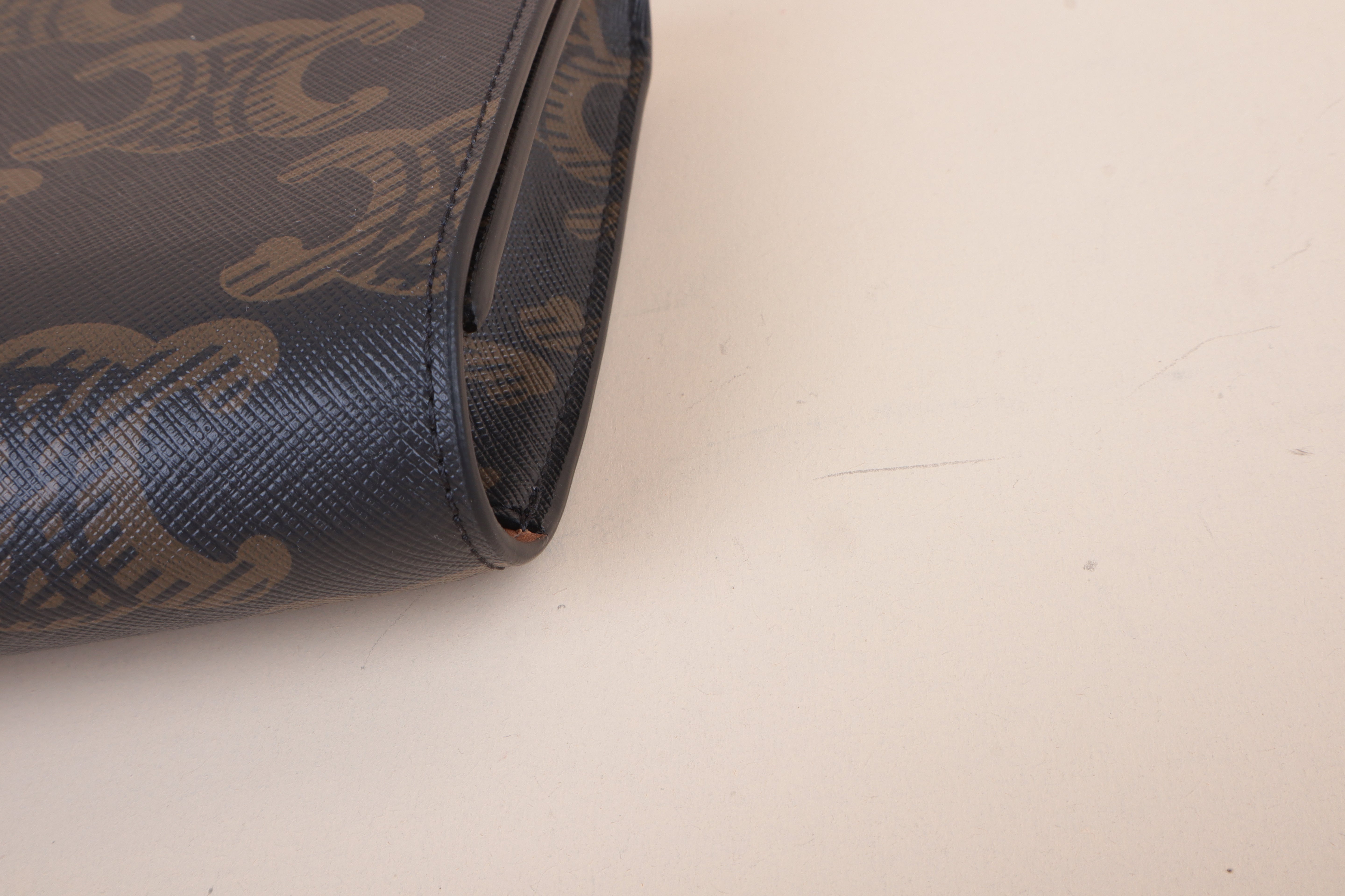 Celine Dark Brown Triomphe Asymmetric Clutch