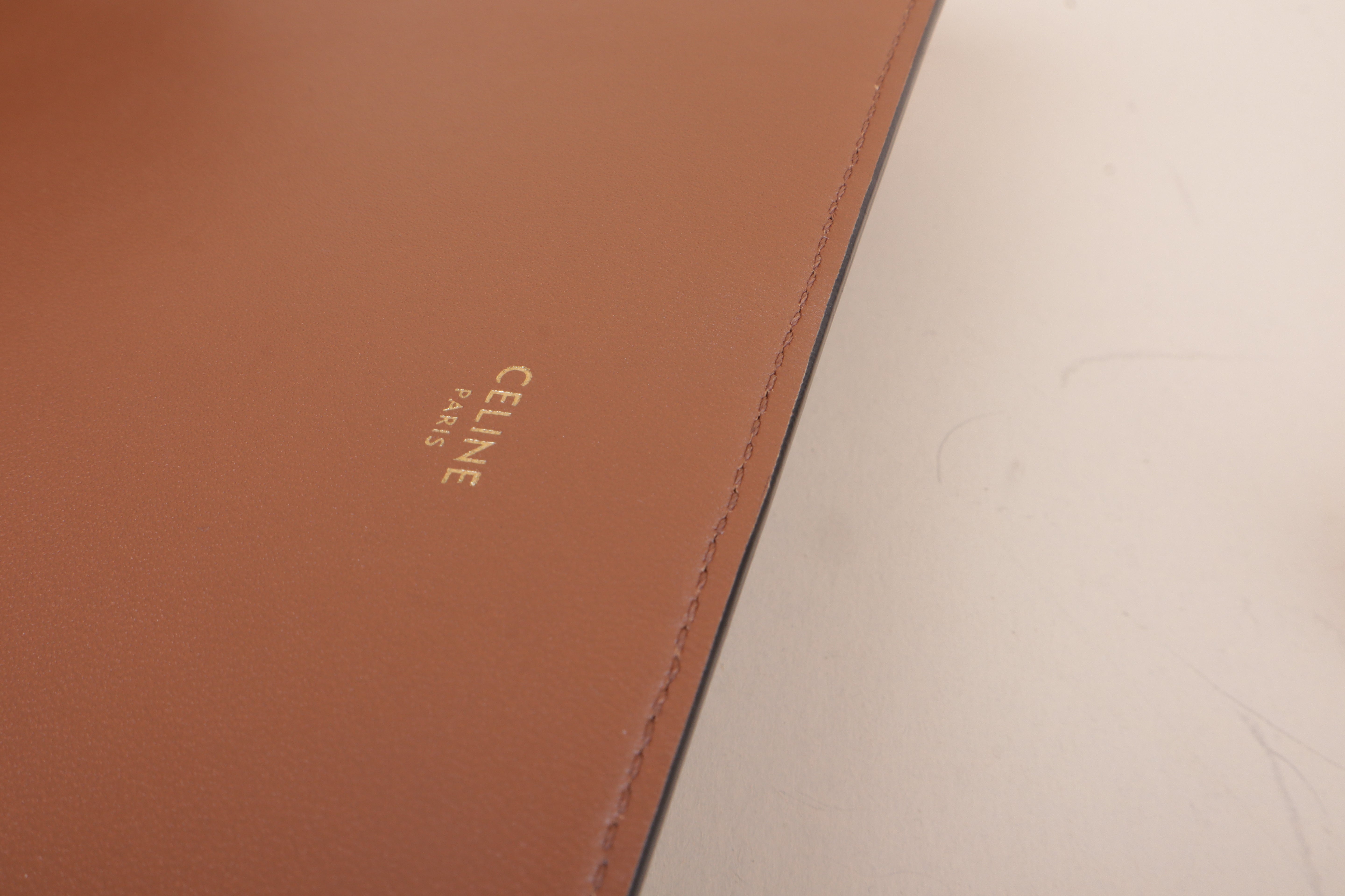 Celine Dark Brown Triomphe Asymmetric Clutch