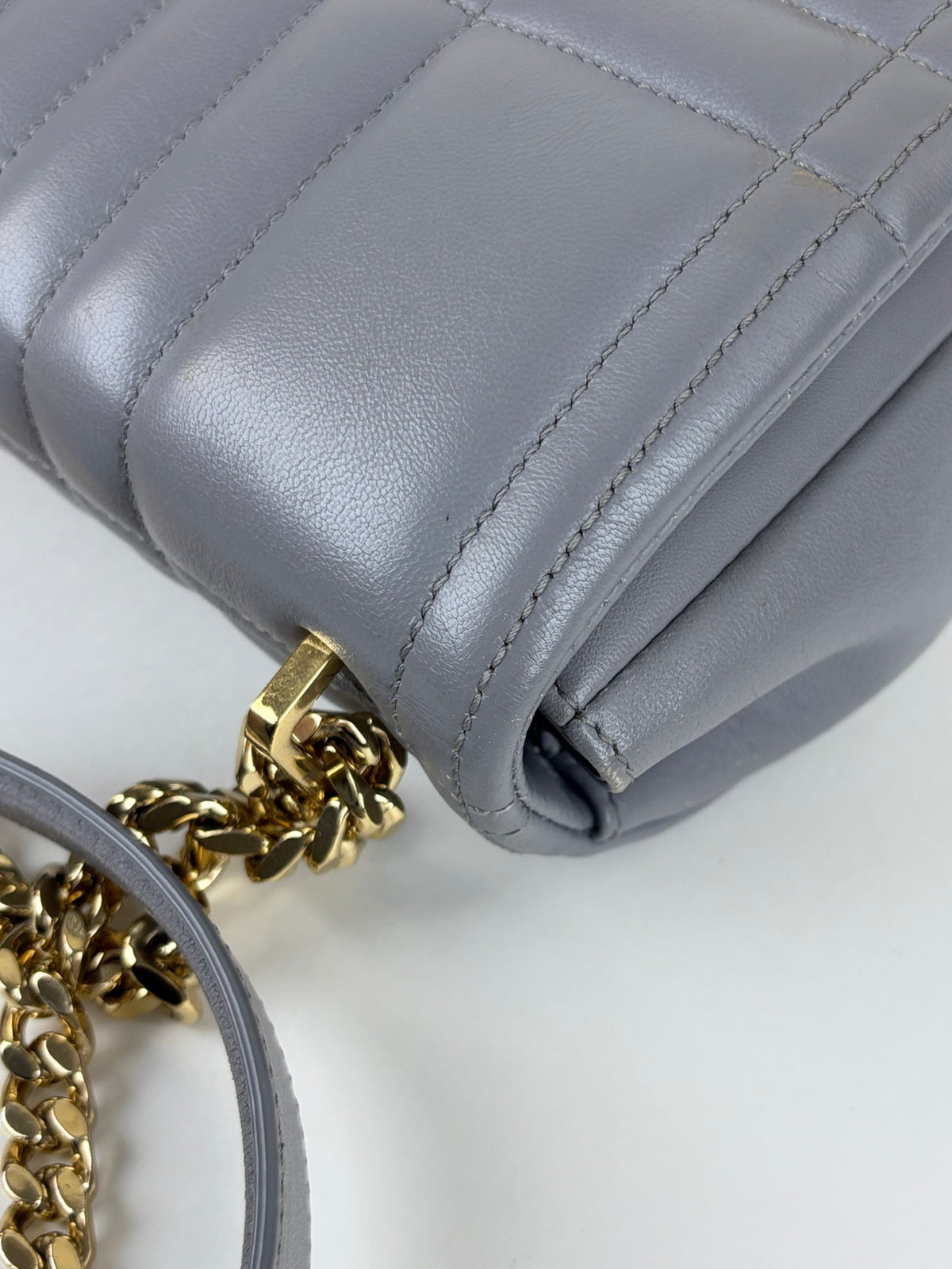 Burberry grey quilted leather Lola small shoulder chain bag