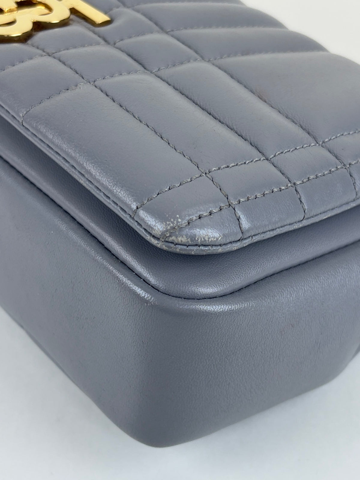 Burberry grey quilted leather Lola small shoulder chain bag