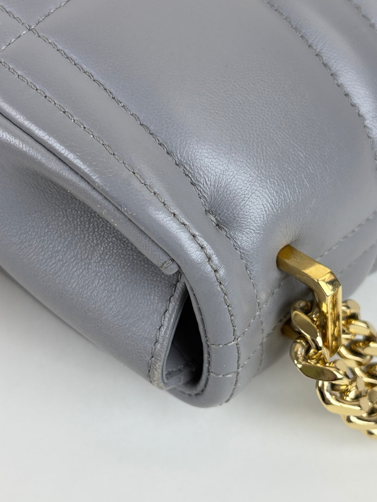Burberry grey quilted leather Lola small shoulder chain bag