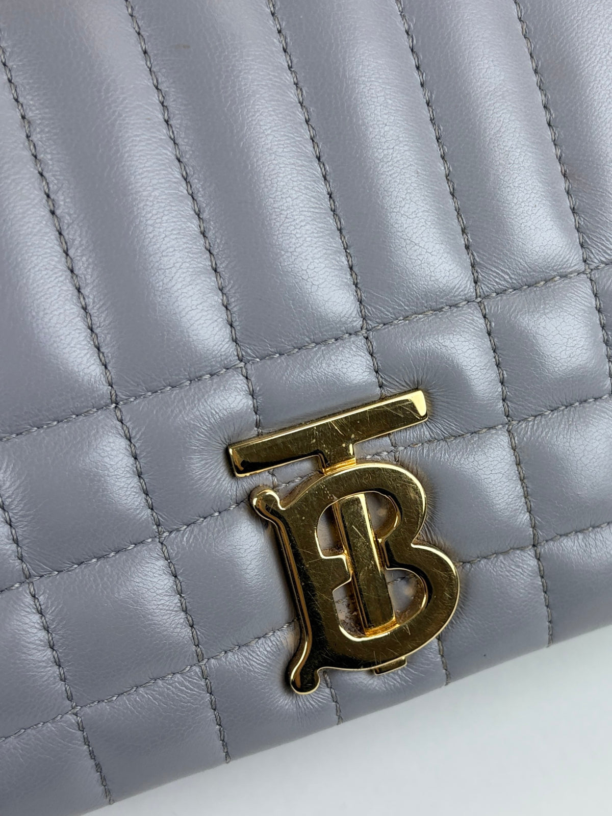 Burberry grey quilted leather Lola small shoulder chain bag