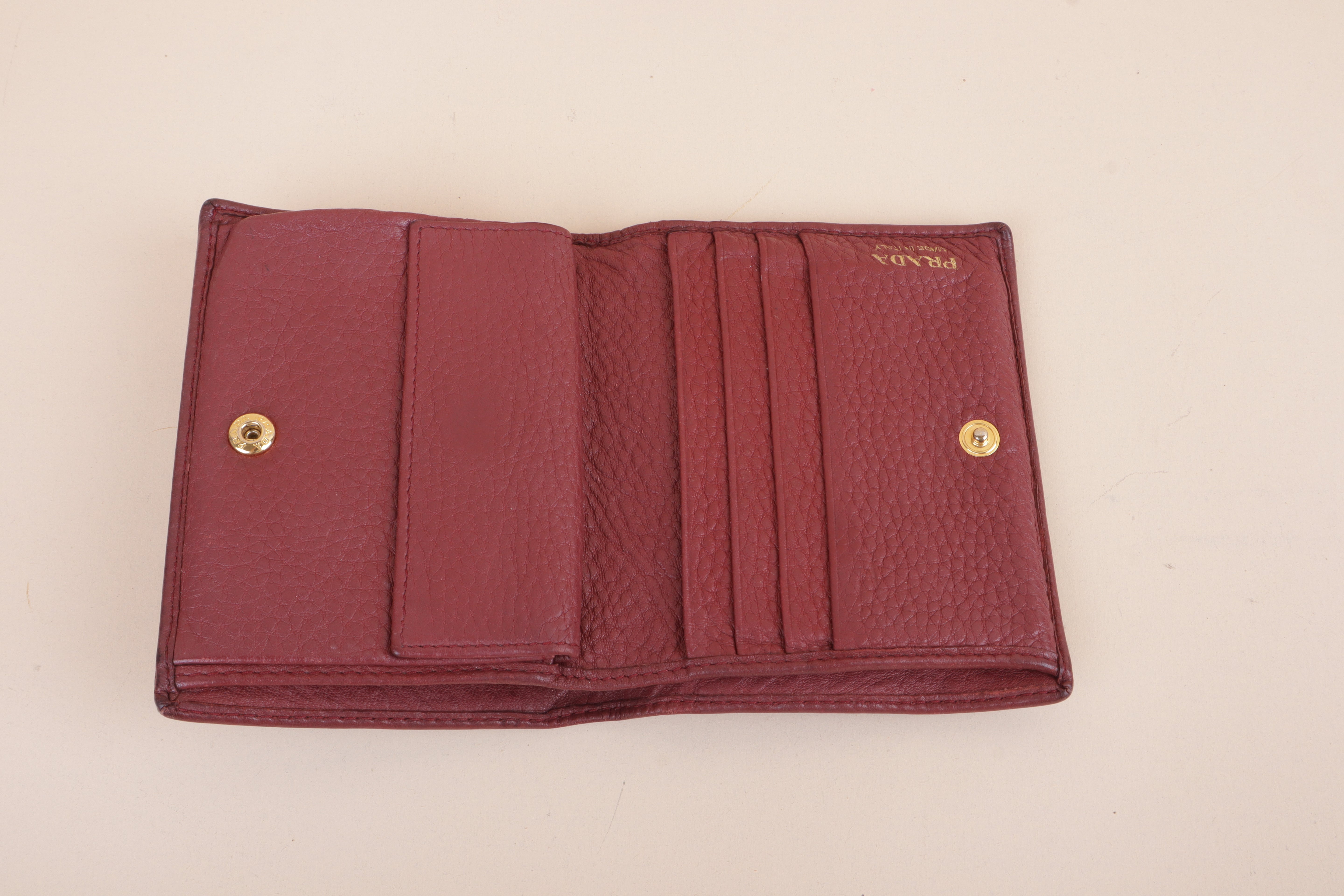 Prada Burgundy Bifold Small Wallet