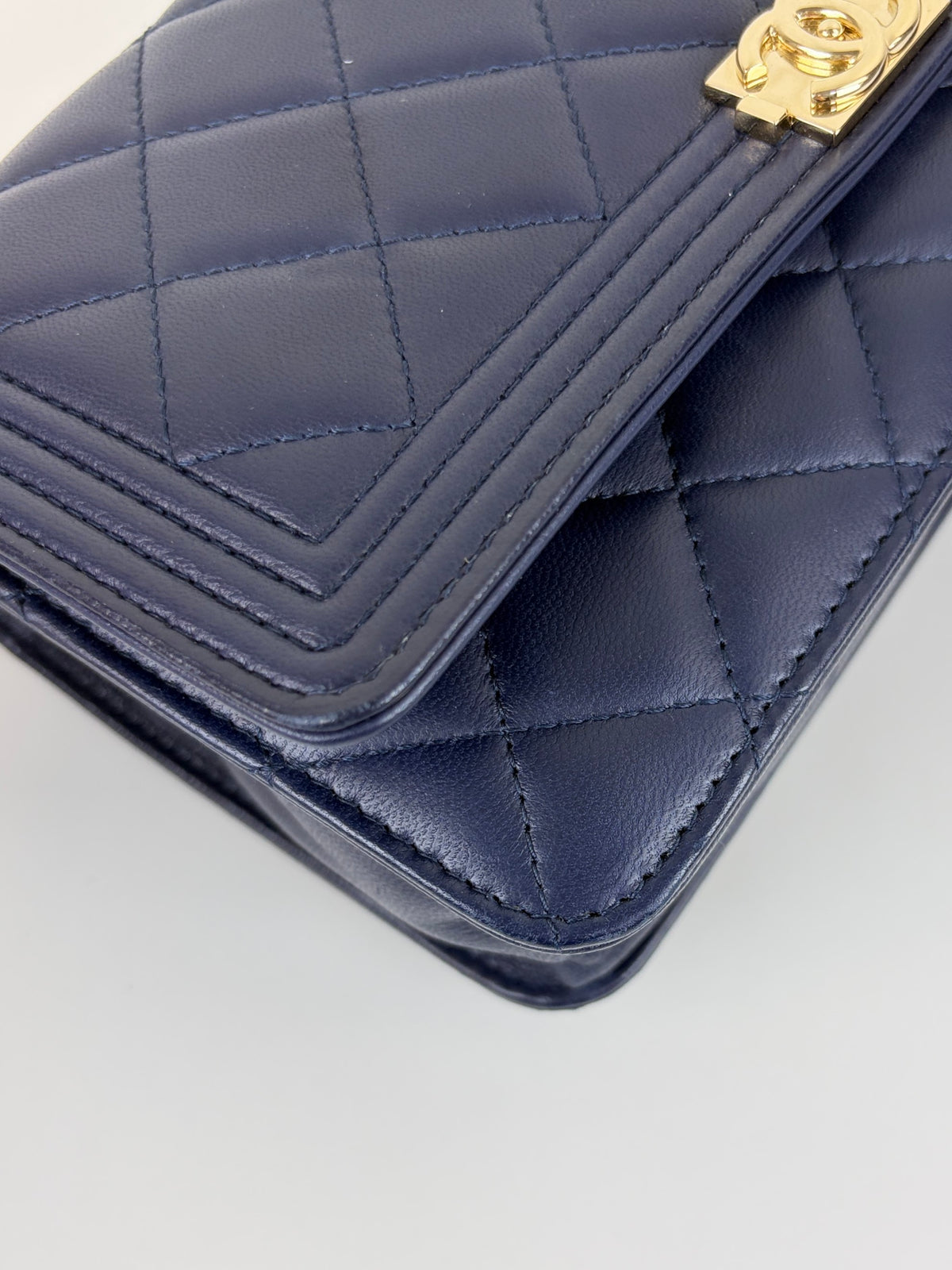 Chanel nave lambskin quillted boy
