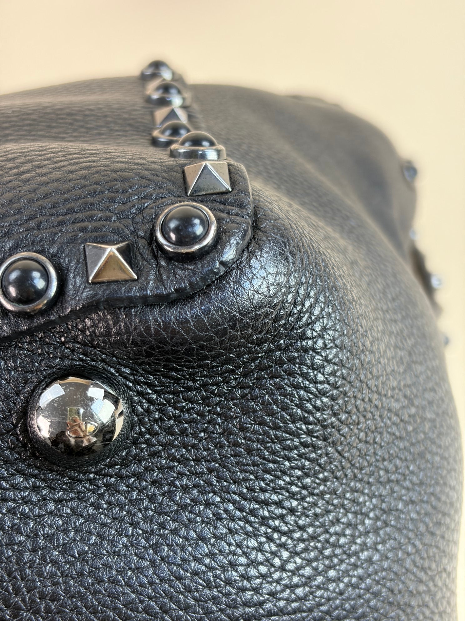 Valentino Black Onyx Medium Rockstud Rolling Tote Bag with Studded Strap