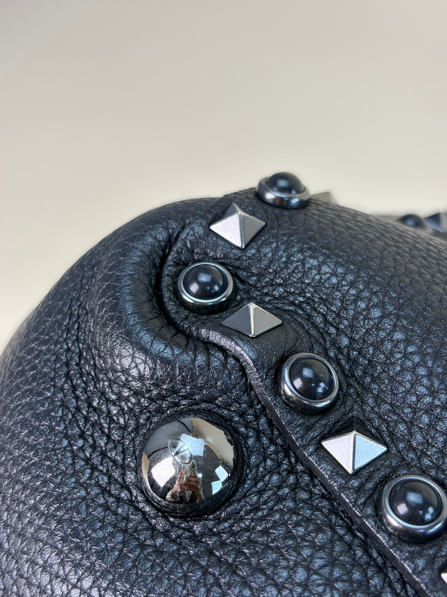 Valentino Black Onyx Medium Rockstud Rolling Tote Bag with Studded Strap