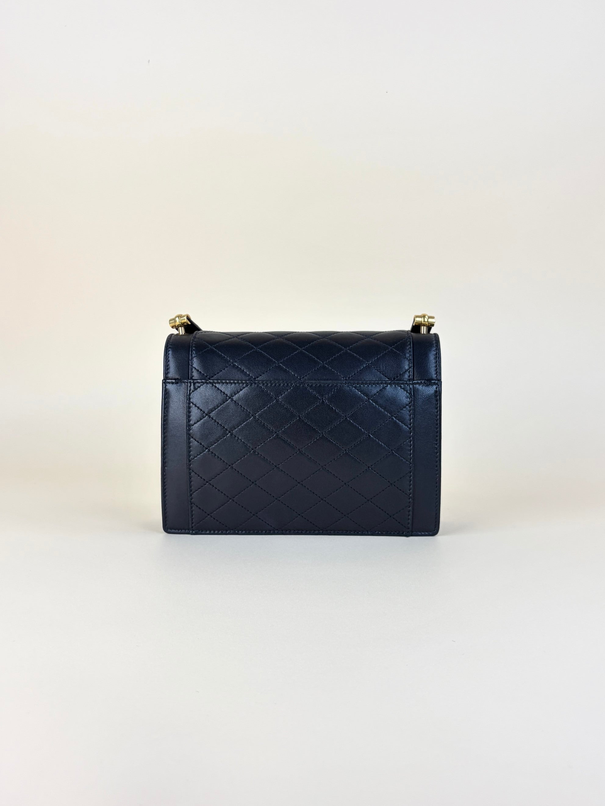 YSL Black lambskin quilted gabby satchel mini