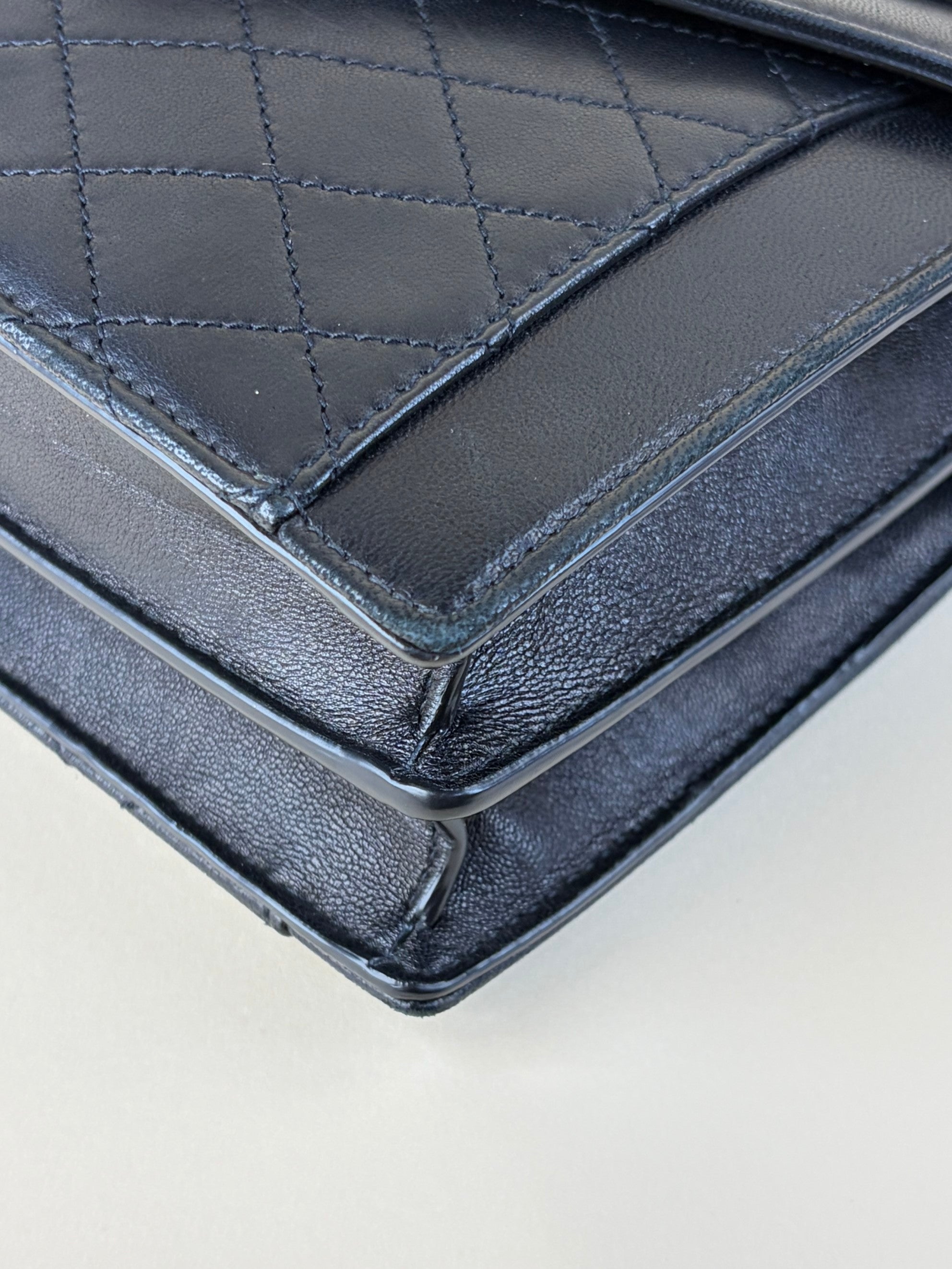 YSL Black lambskin quilted gabby satchel mini
