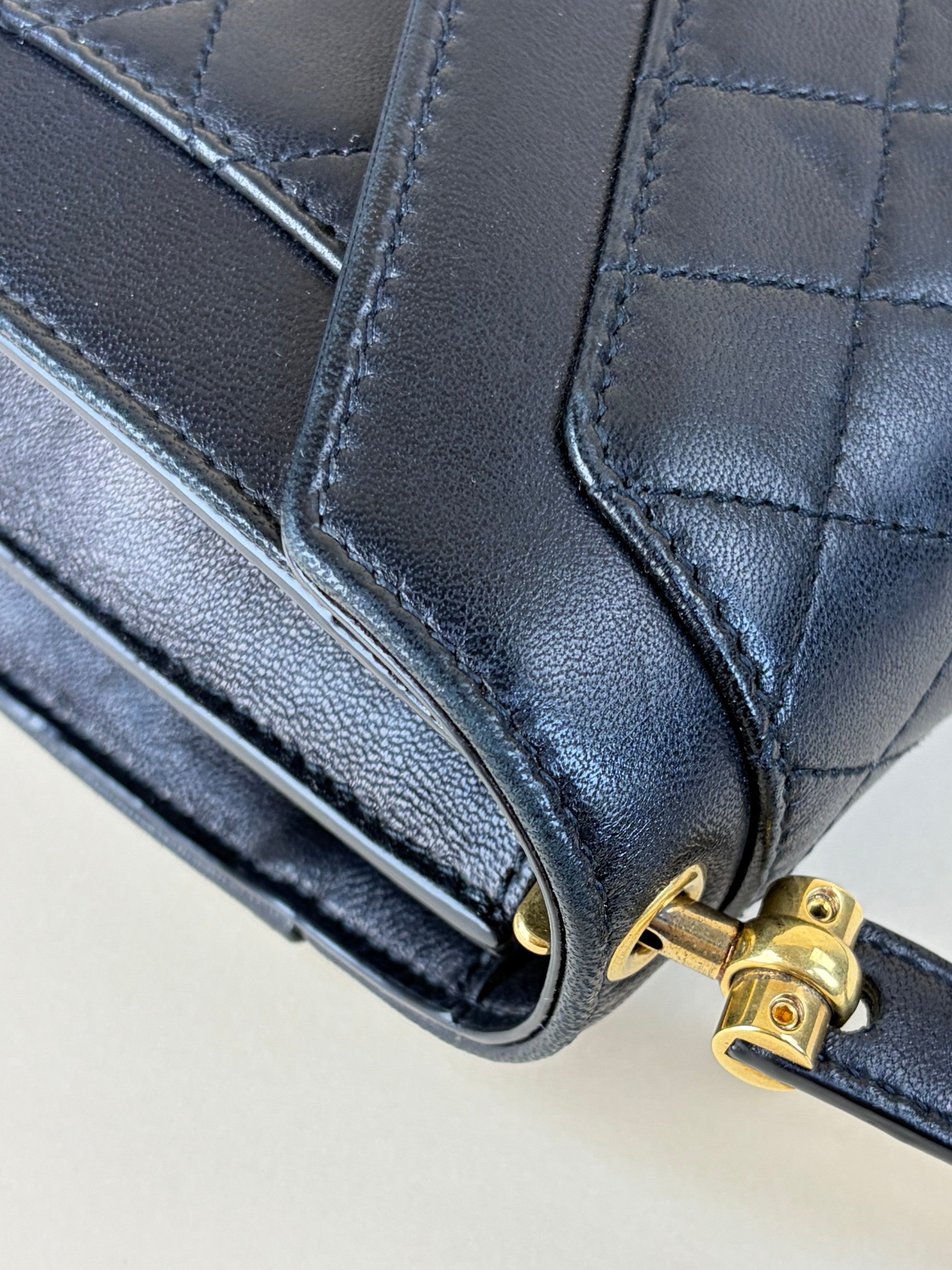 YSL Black lambskin quilted gabby satchel mini