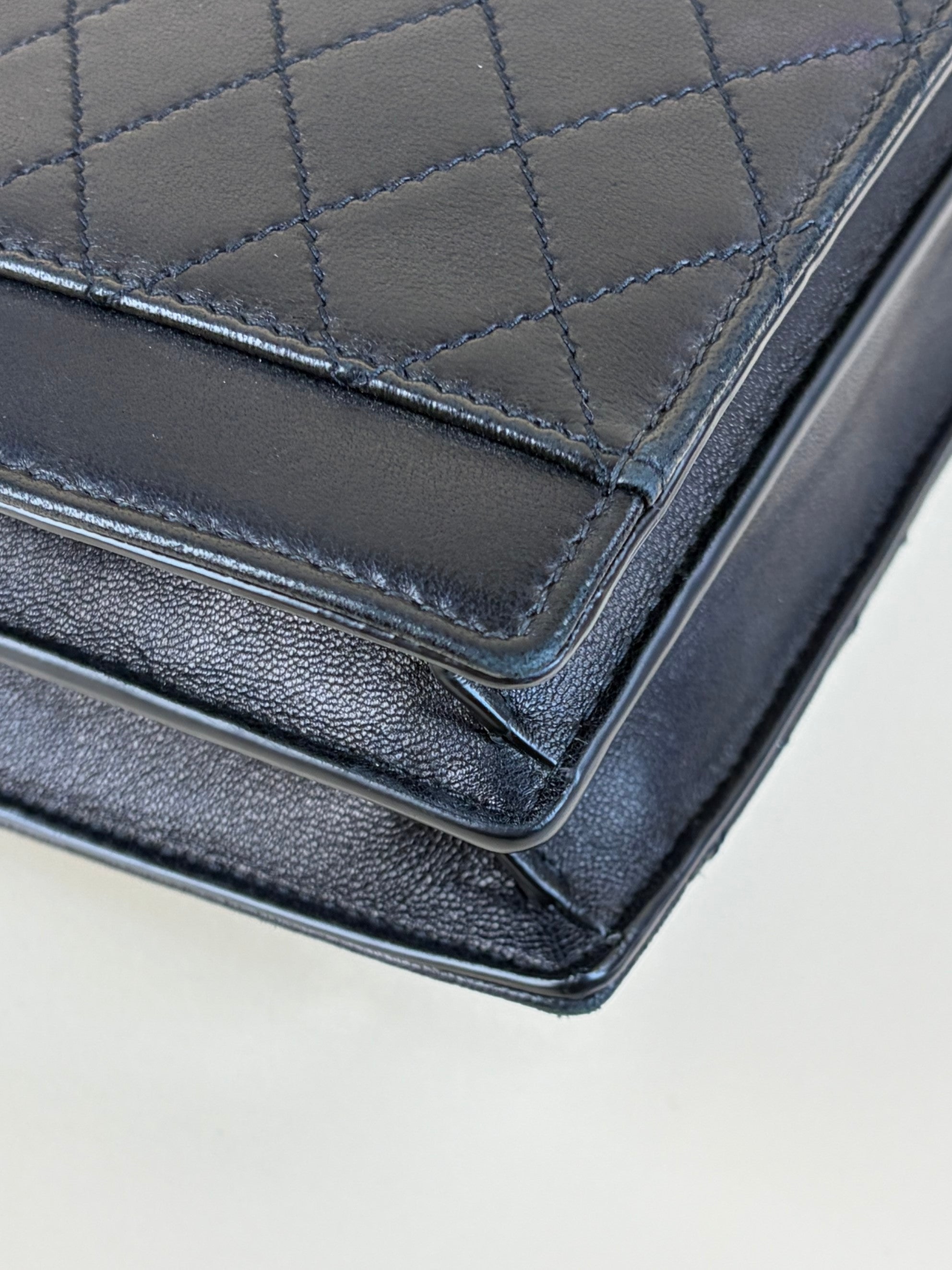 YSL Black lambskin quilted gabby satchel mini