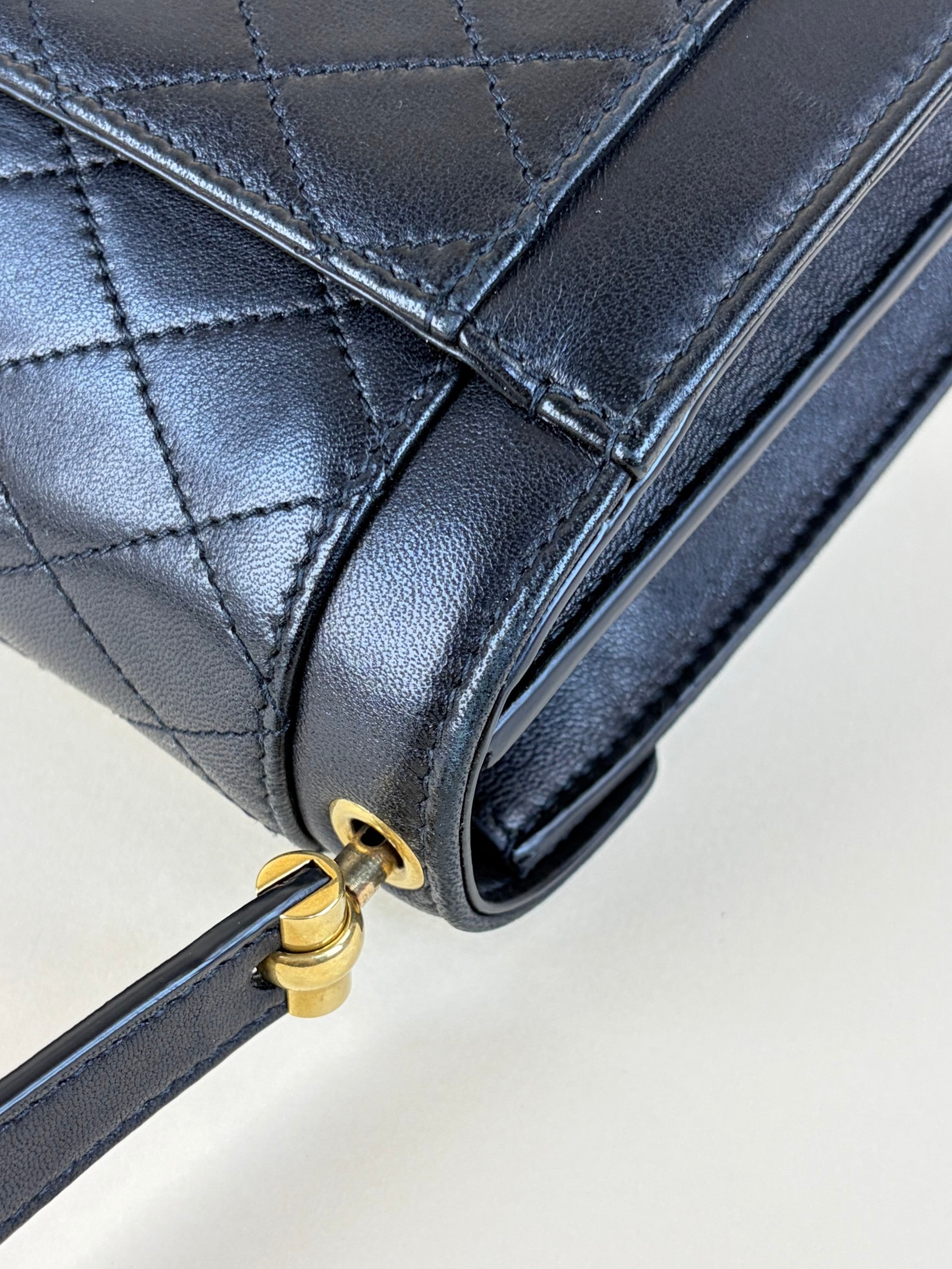 YSL Black lambskin quilted gabby satchel mini