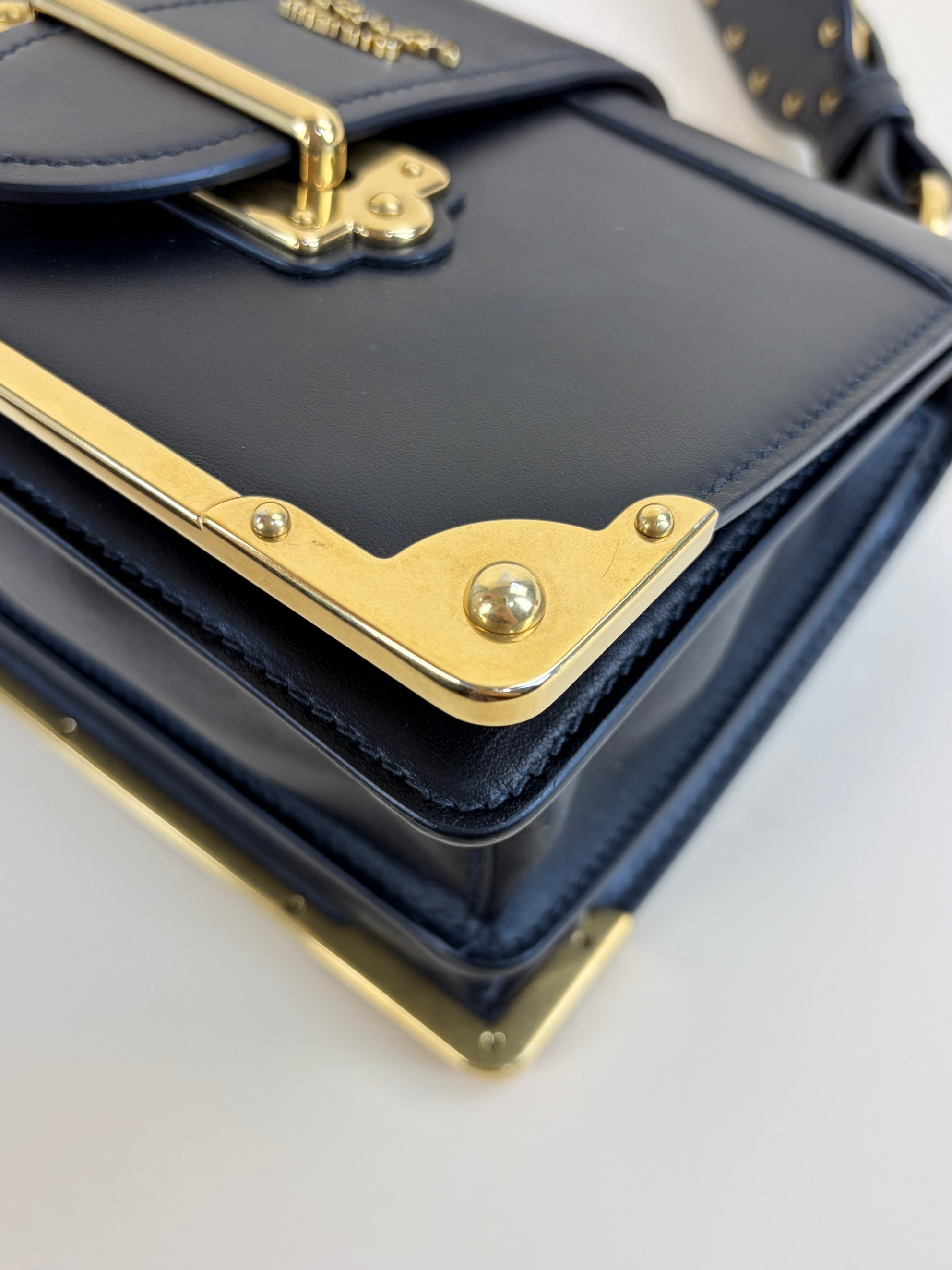 prada black city calfskin cahier shoulder bag