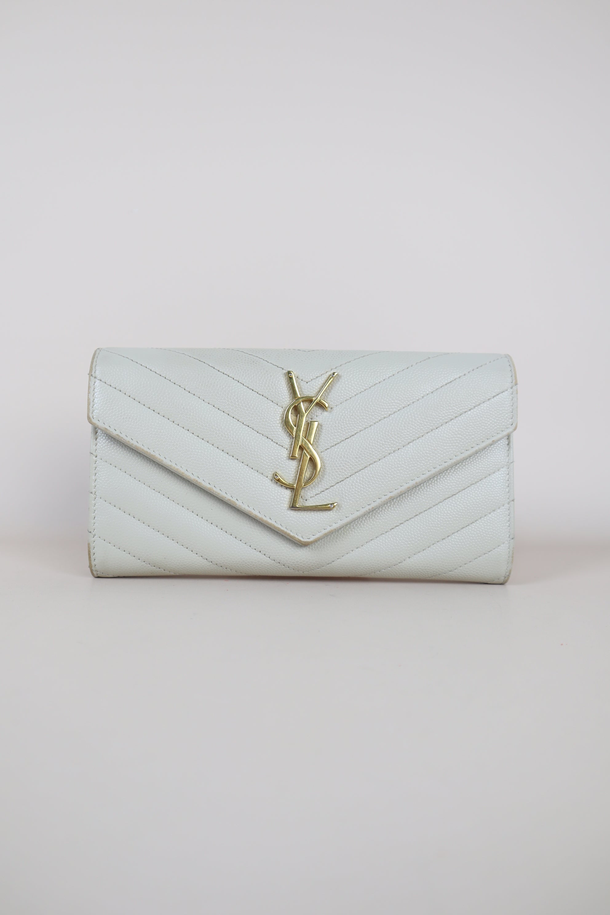YSL Off White Cassandre Long Wallet