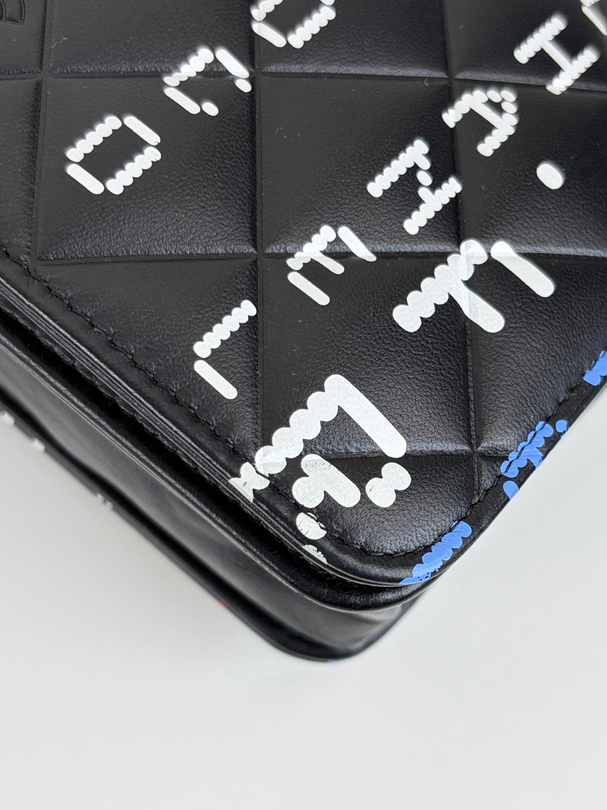 CHANEL black lambskin quilted data center wallet on chain