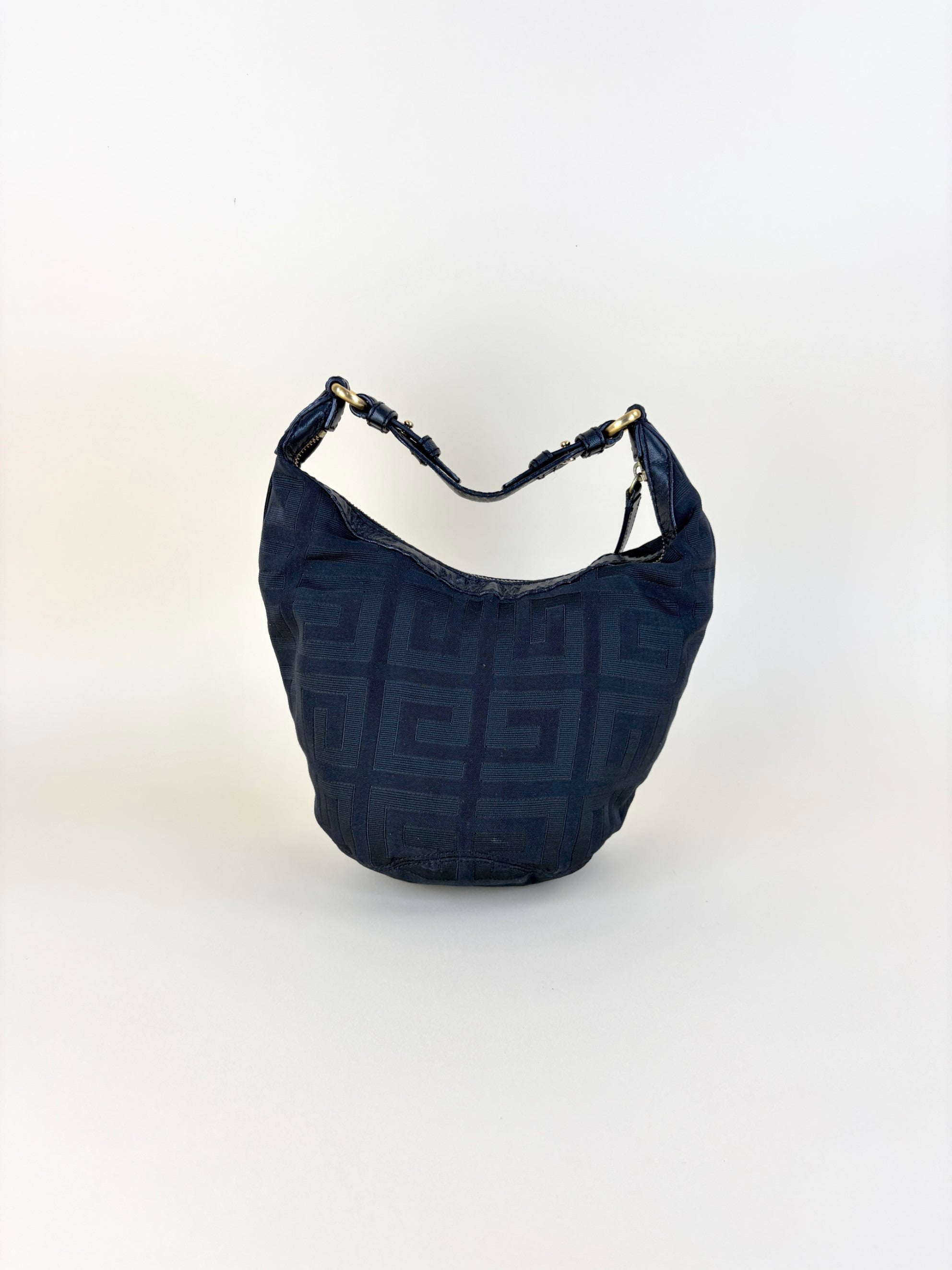Givenchy black monogram canvas and leather hobo bag