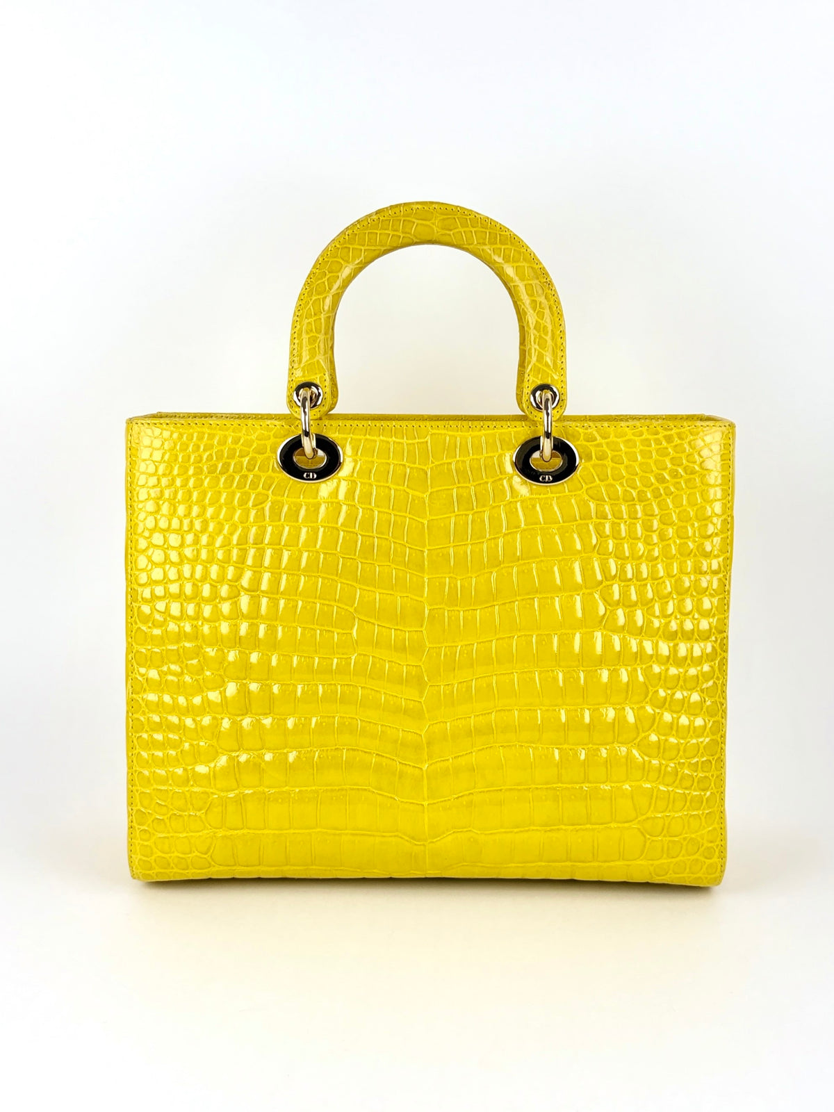 Christian Dior yellow crocodile large lady Dior