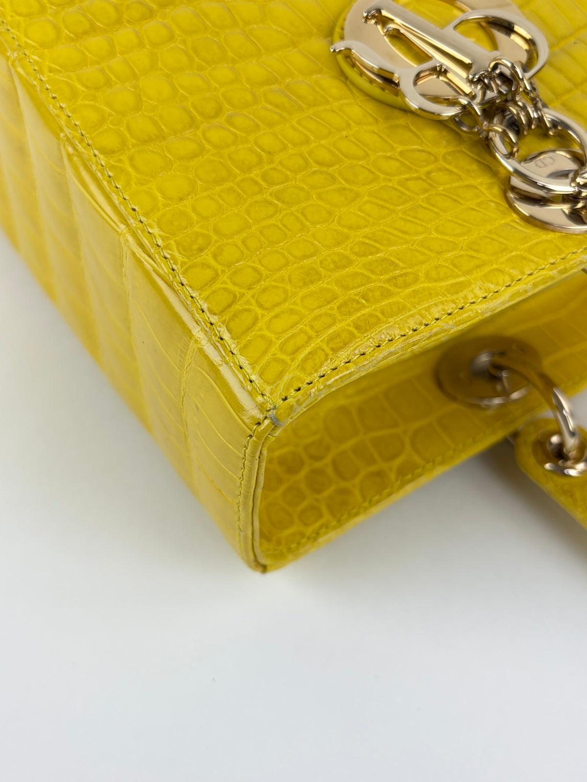 Christian Dior yellow crocodile large lady Dior