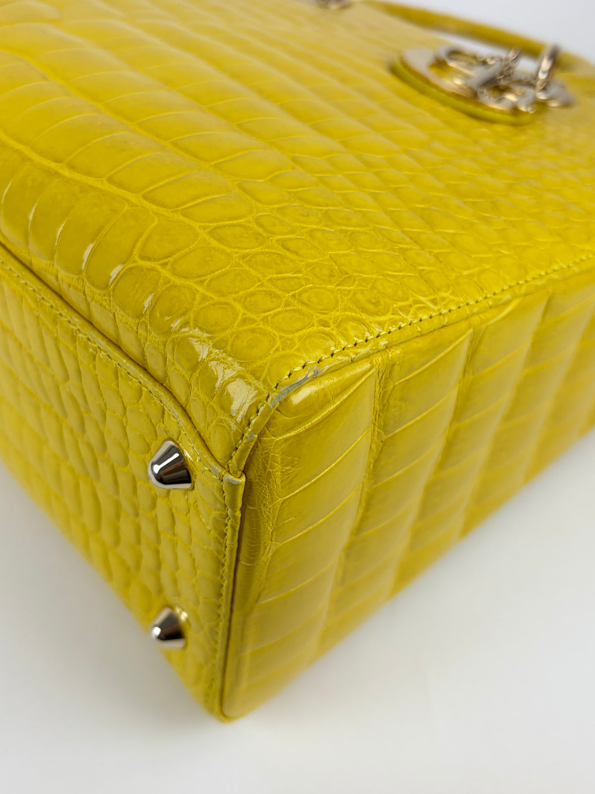 Christian Dior yellow crocodile large lady Dior