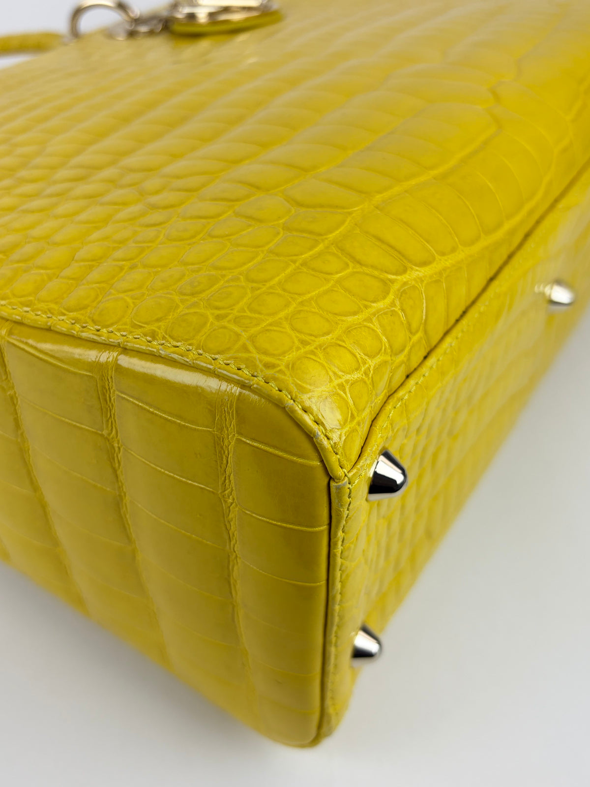Christian Dior yellow crocodile large lady Dior