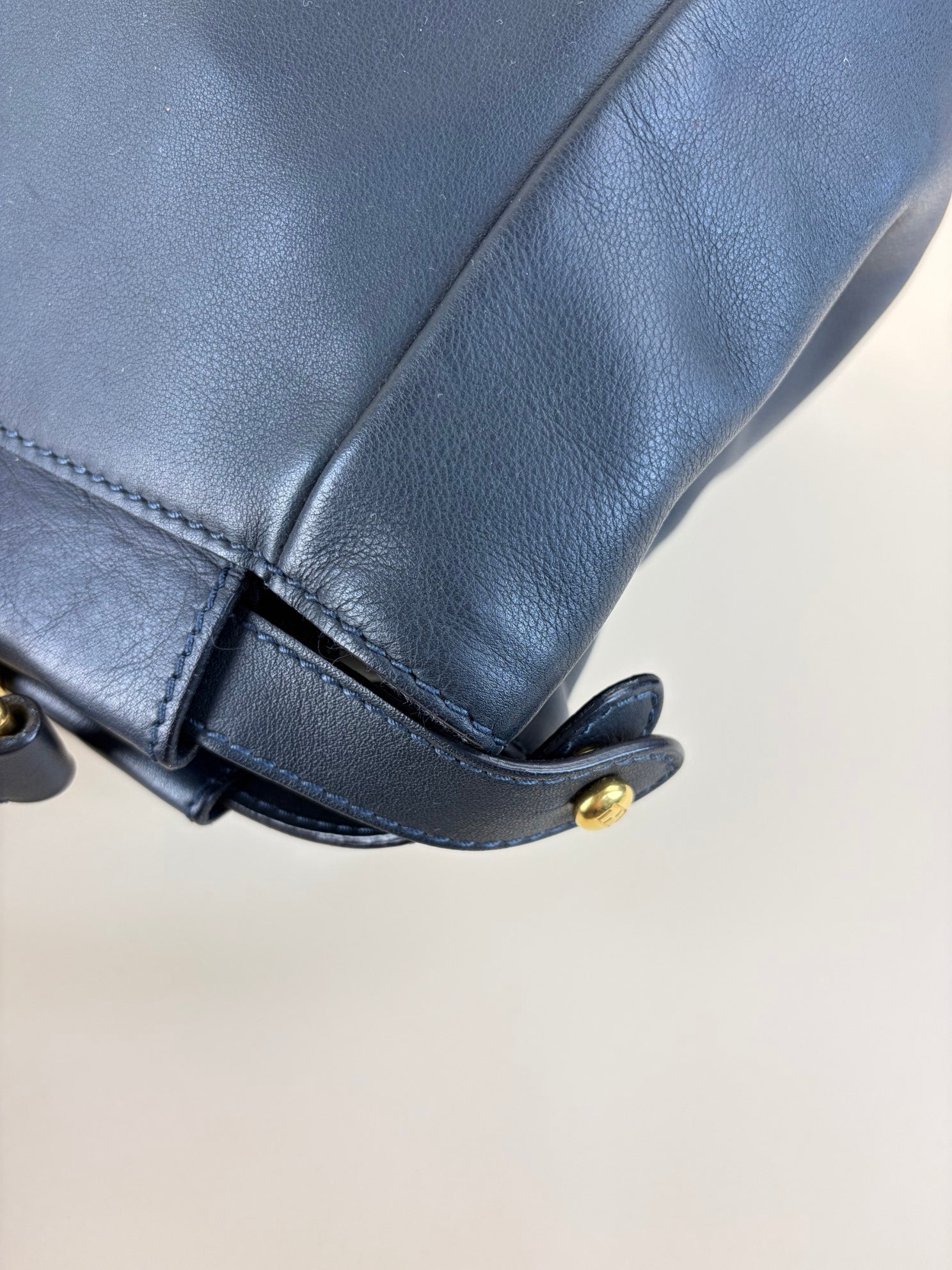 Fendi navy calfskin denim Zucca large Peekaboo leather