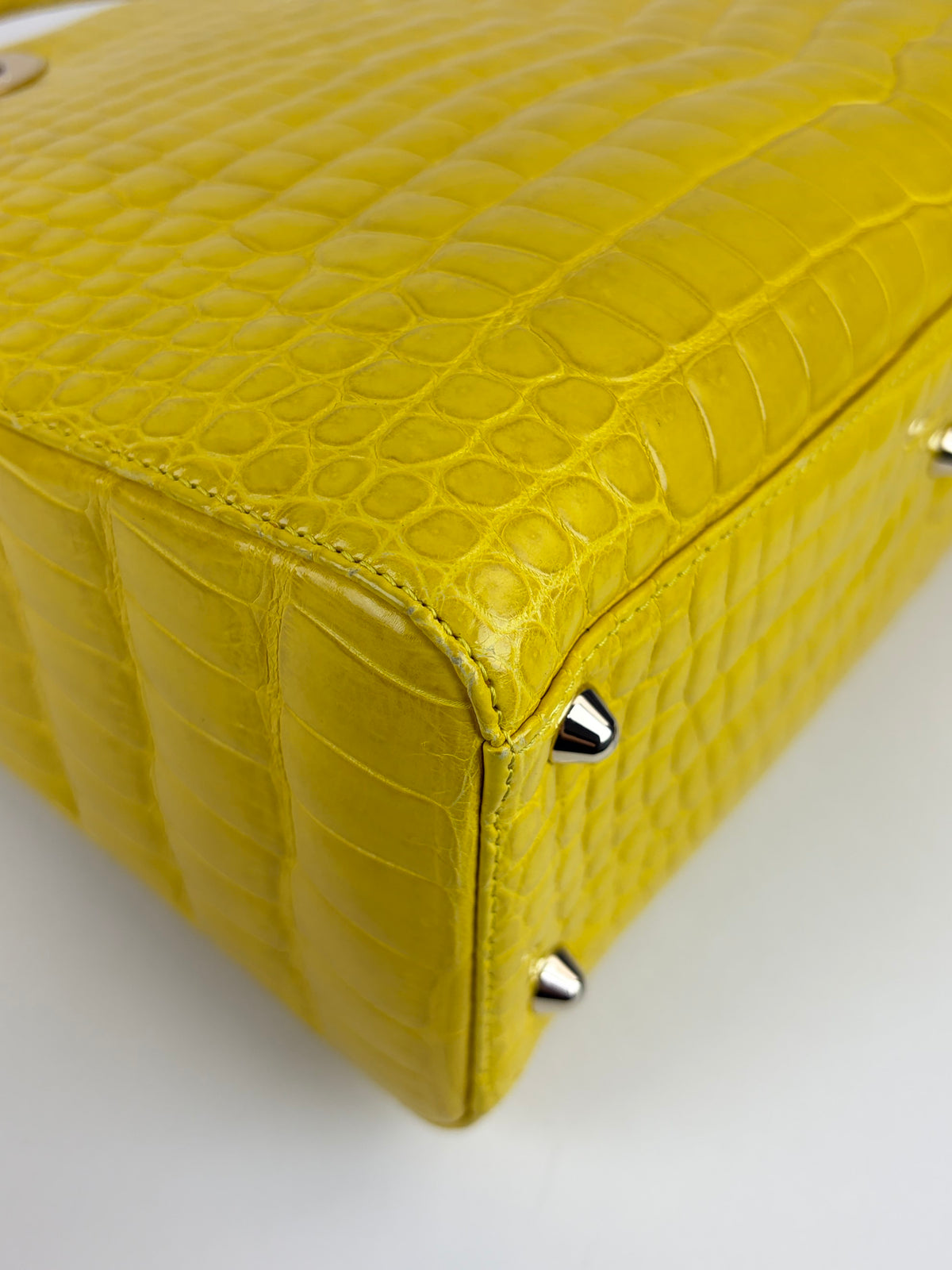 Christian Dior yellow crocodile large lady Dior