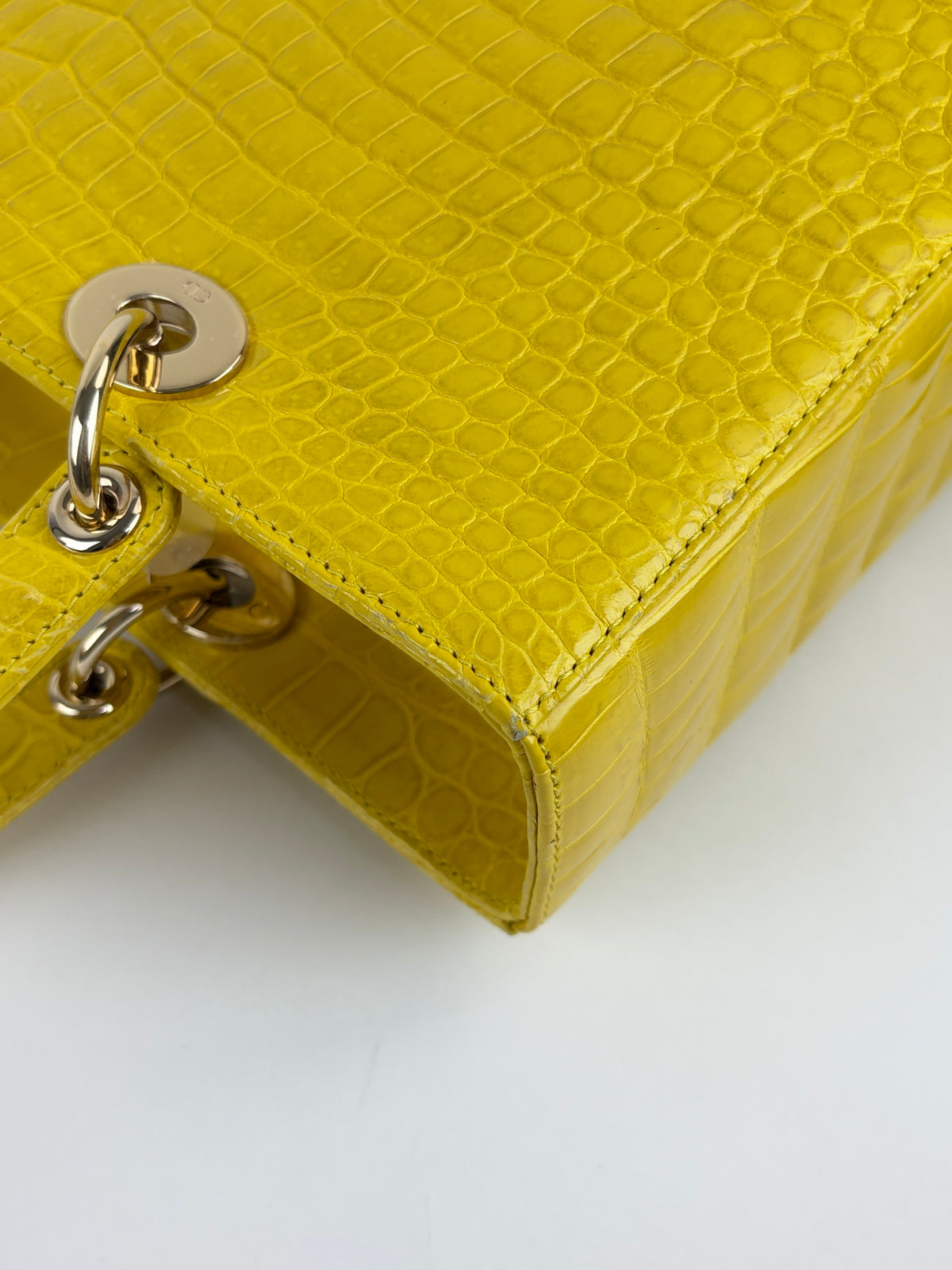 Christian Dior yellow crocodile large lady Dior