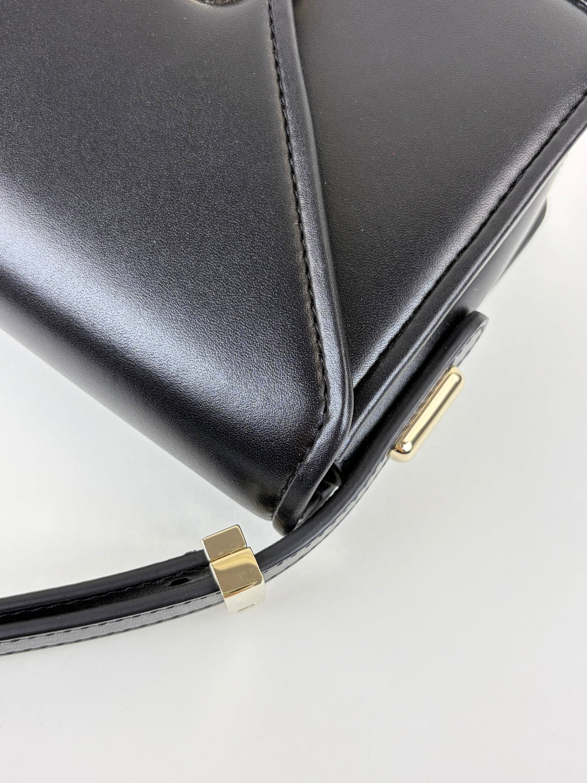Valentino black leather v logo shoulder bag