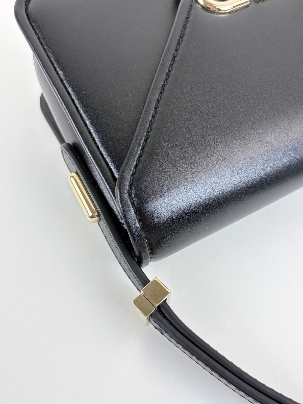 Valentino black leather v logo shoulder bag