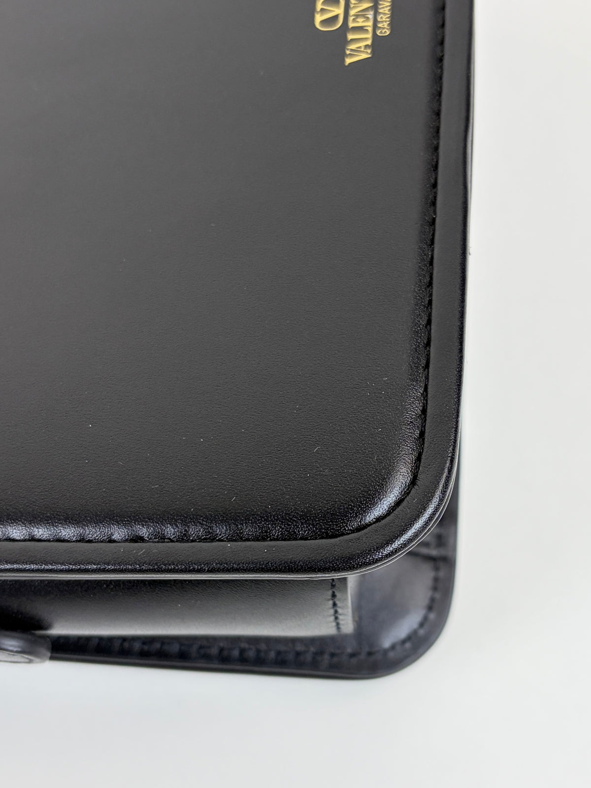 Valentino black leather v logo shoulder bag
