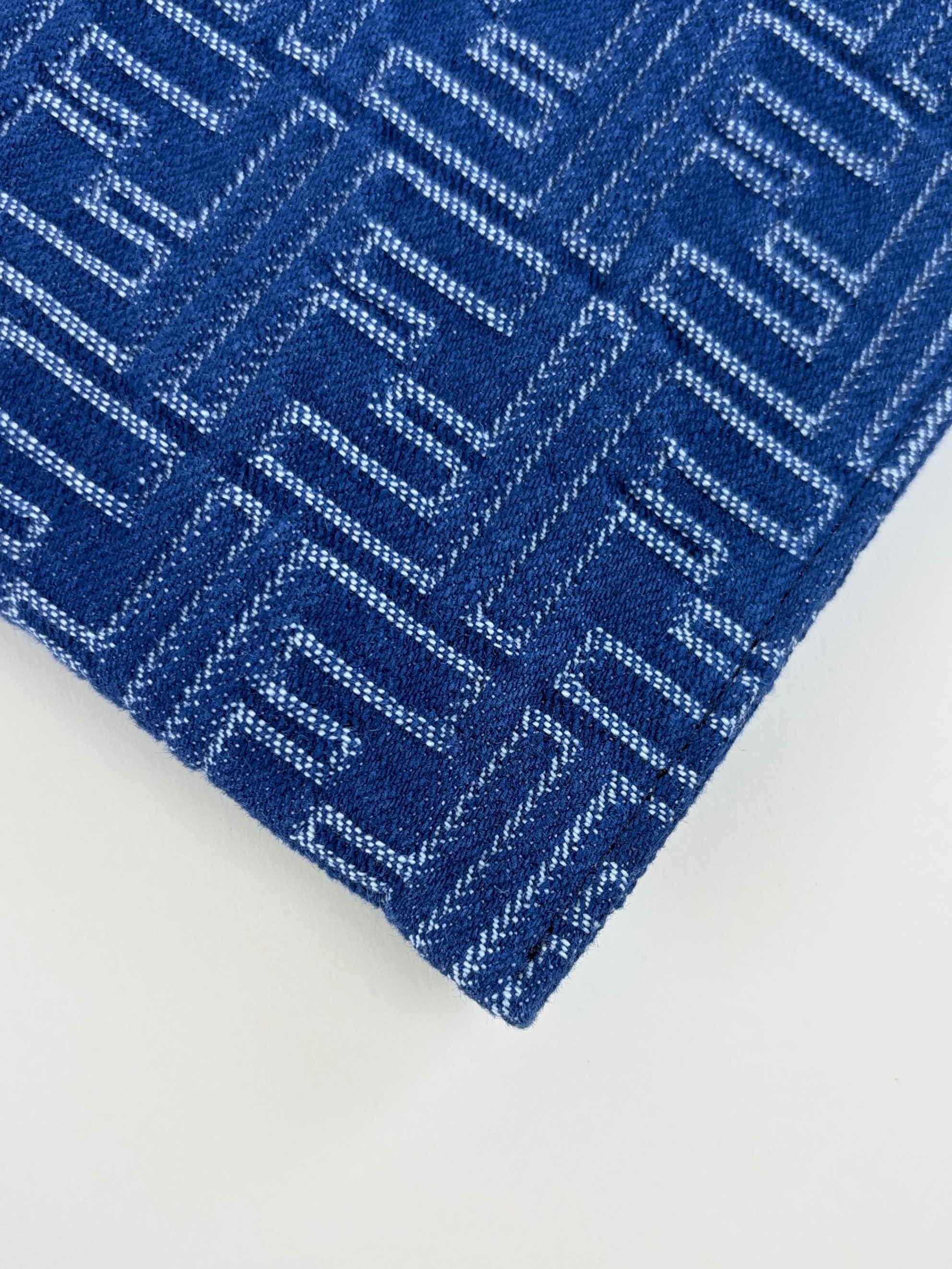 Fendi Blue Denim FF Jacquard Medium Flat Pouch