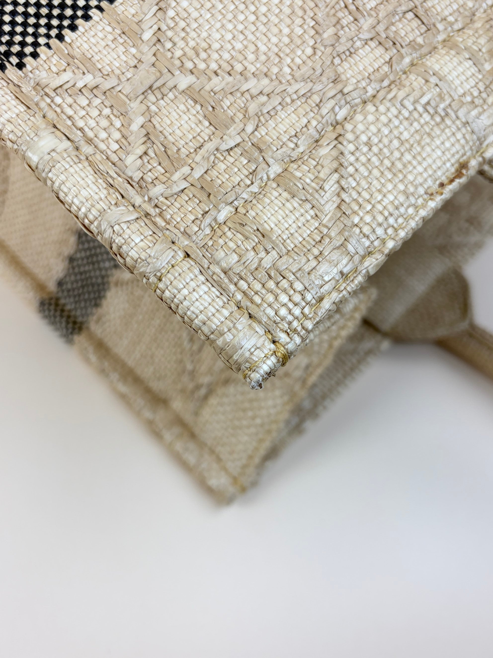 Christian Dior natural raffia cannage medium book tote bag
