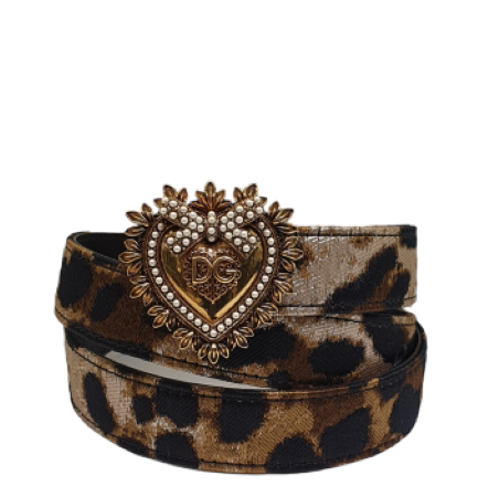 Dolce & Gabbana Bicolor Devotion Leopard Belt 34