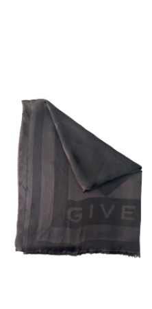 Givenchy Black Logo Print Silk Scarf