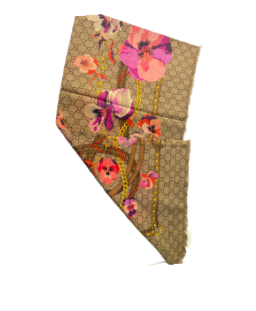 Gucci Tricolor GG Printed Floral Scarf