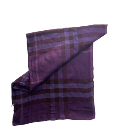 Burberry Purple House Check Wool Silk Scarf