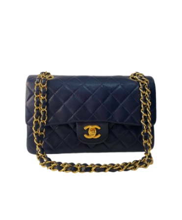 Chanel Navy Vintage Classic Double Flap Small Bag
